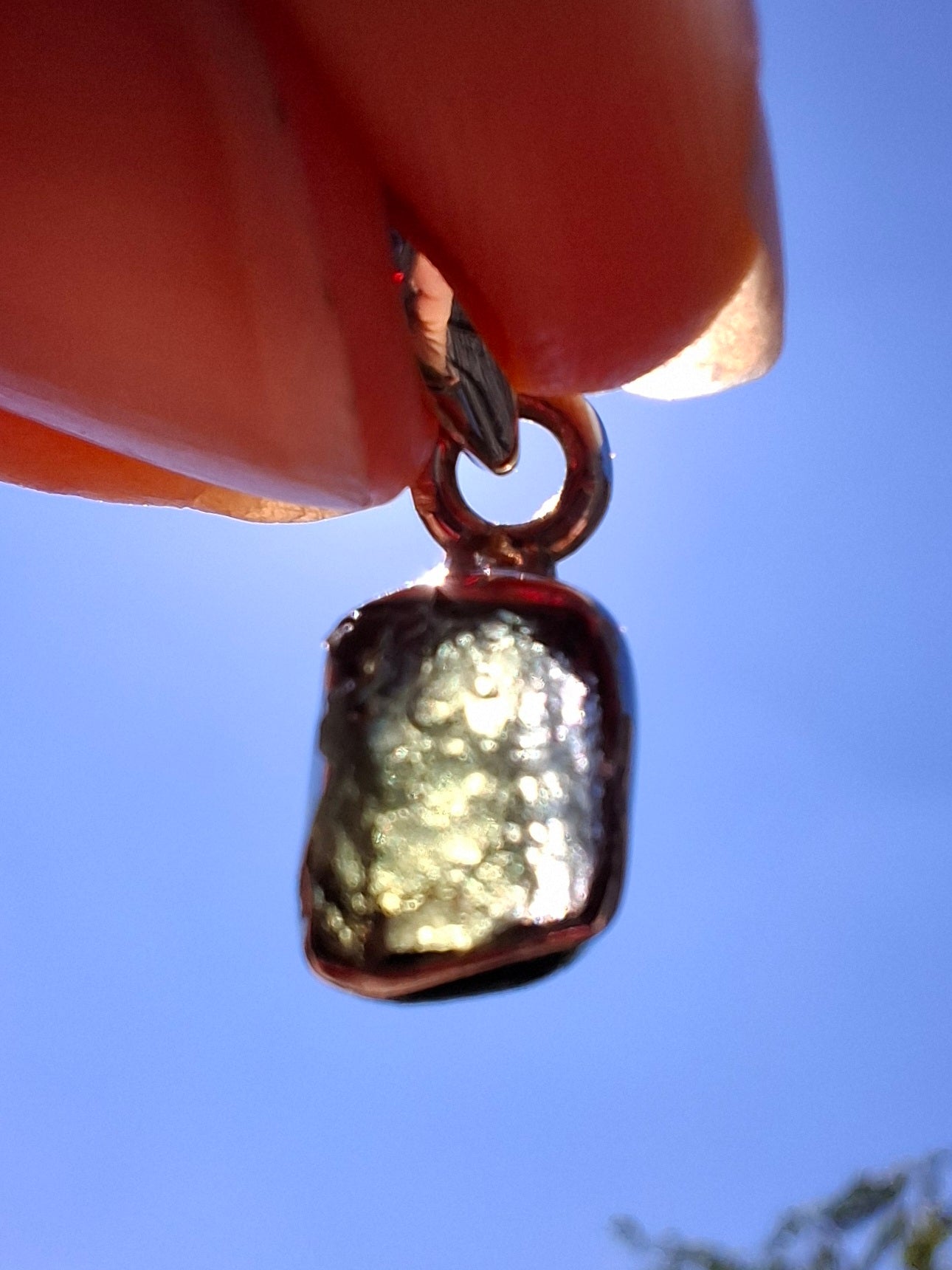 Moldavite Pendant, 925 Silver, Tektite (Ref: P61)
