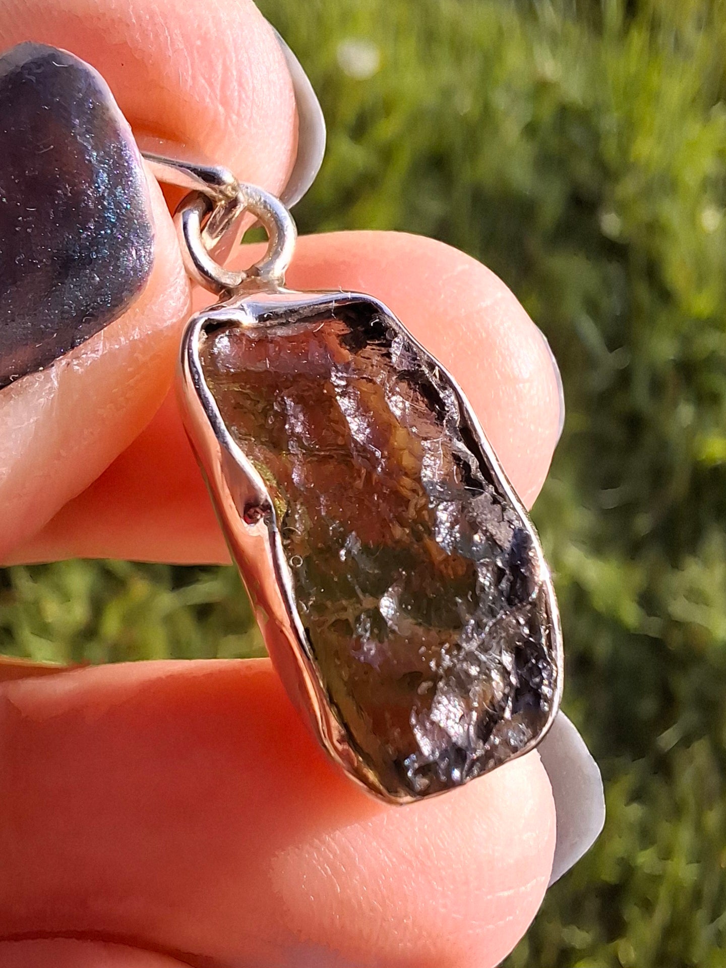 Moldavite Pendant, 925 Silver, Tektite (Ref: P16)