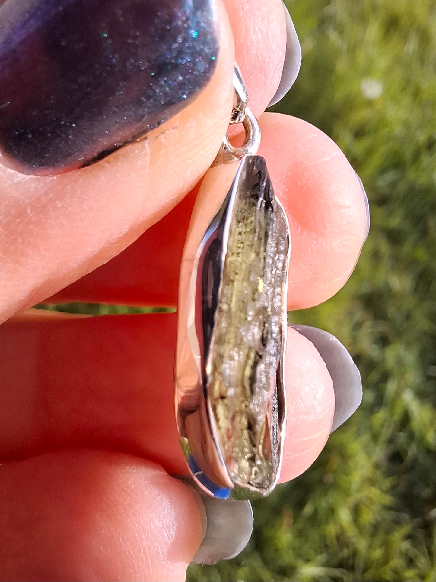 Moldavite Pendant, 925 Silver, Tektite (Ref: P11)
