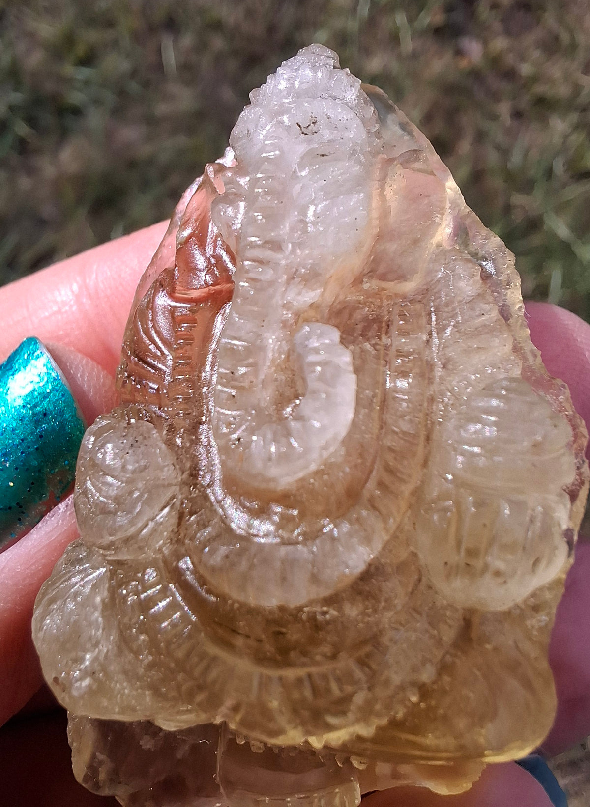 Libyan Desert Glass carving, GANESHA, 26.47g, Tektite (Ref: Ganesha1)