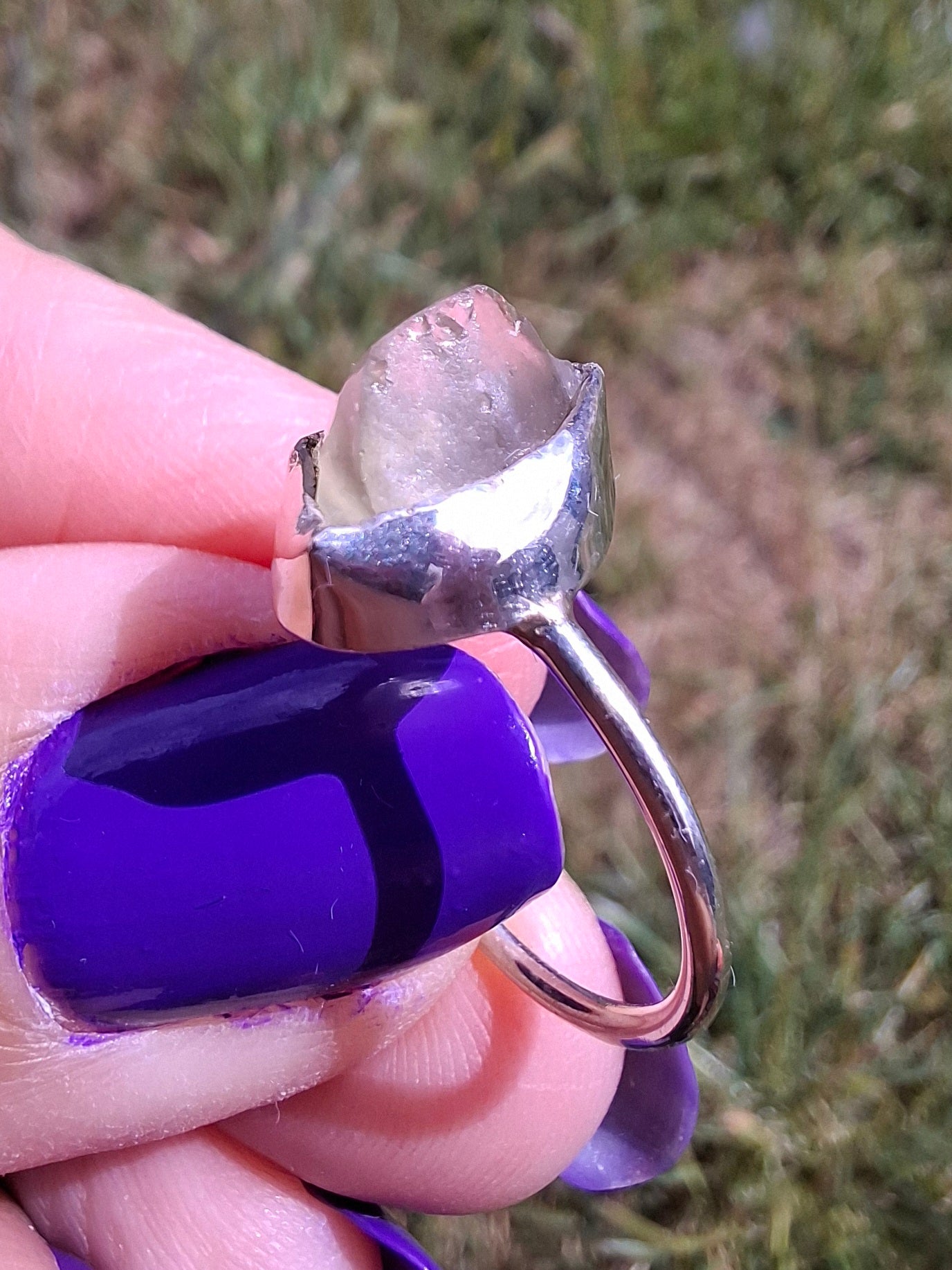 Libyan Desert Glass Ring, size large K/small L, 925 Silver, Tektite (Ref: LR17)