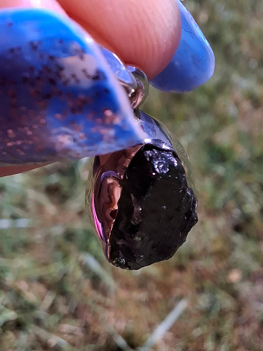 Moldavite Pendant, 925 Silver, Tektite (Ref: P71)