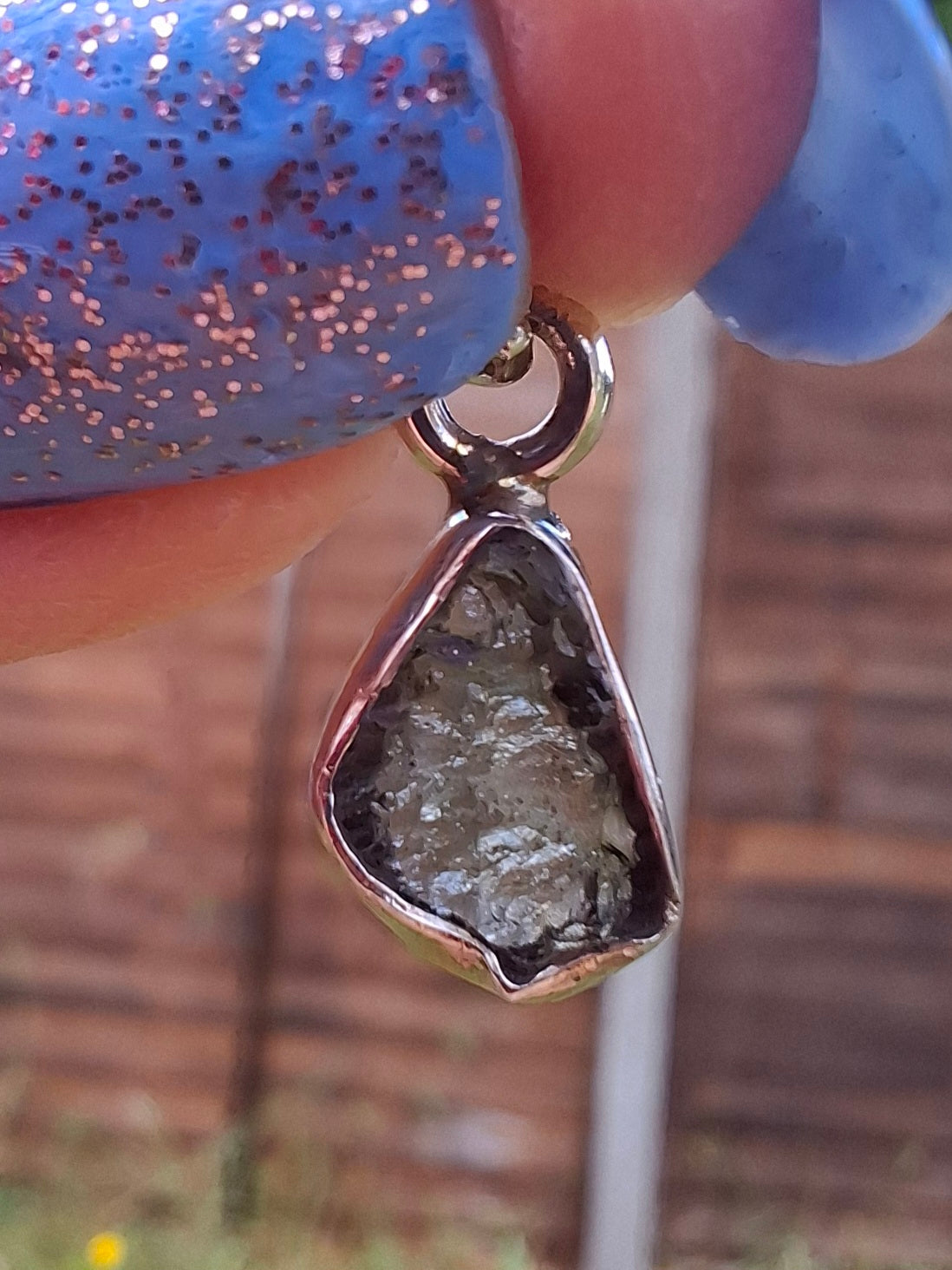 Moldavite Pendant, 925 Silver, Tektite (Ref: P76)