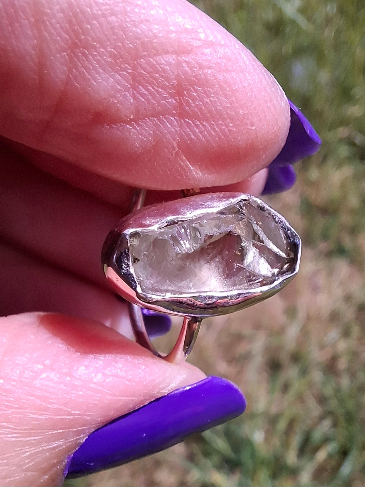 Libyan Desert Glass Ring, size K, 925 Silver, Tektite 🌈 (Ref: LR12)
