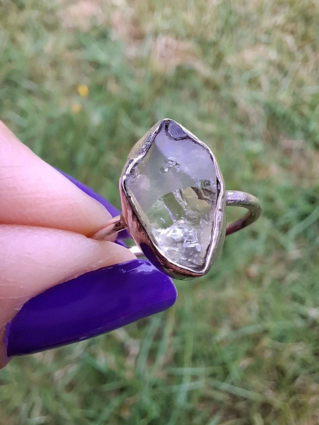 Libyan Desert Glass Ring, size J, 925 Silver, Tektite (Ref: LR6)