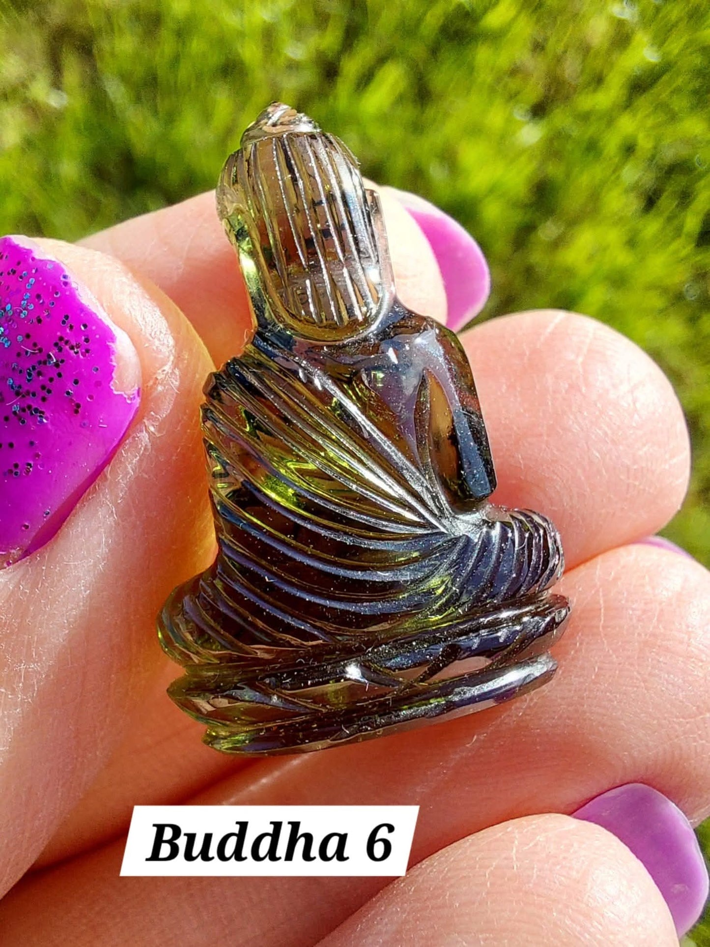 Moldavite BUDDHA Carving, 4.23g, Tektite (Ref: Buddha6)