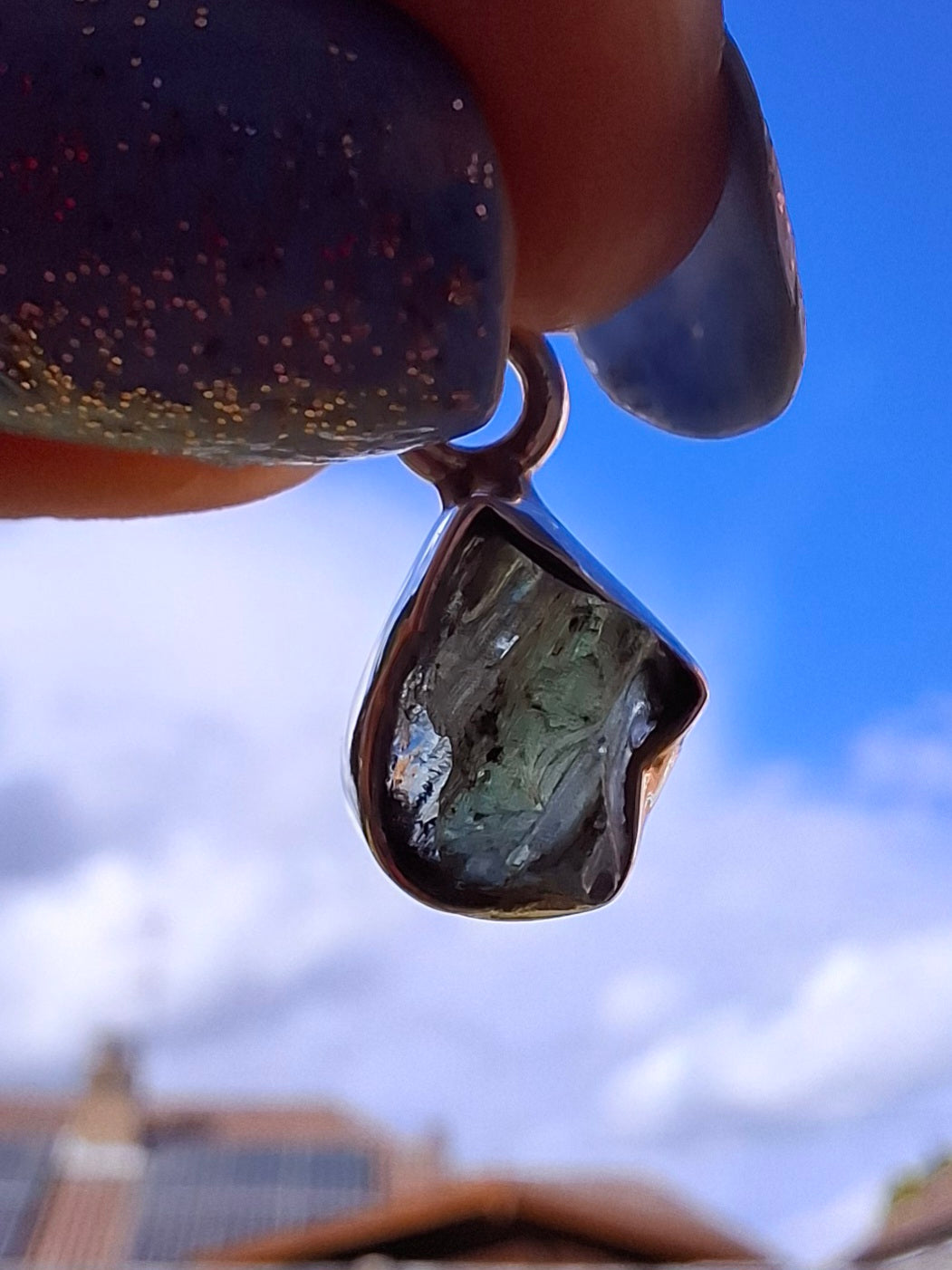 Moldavite Pendant, 925 Silver, Tektite (Ref: P92)