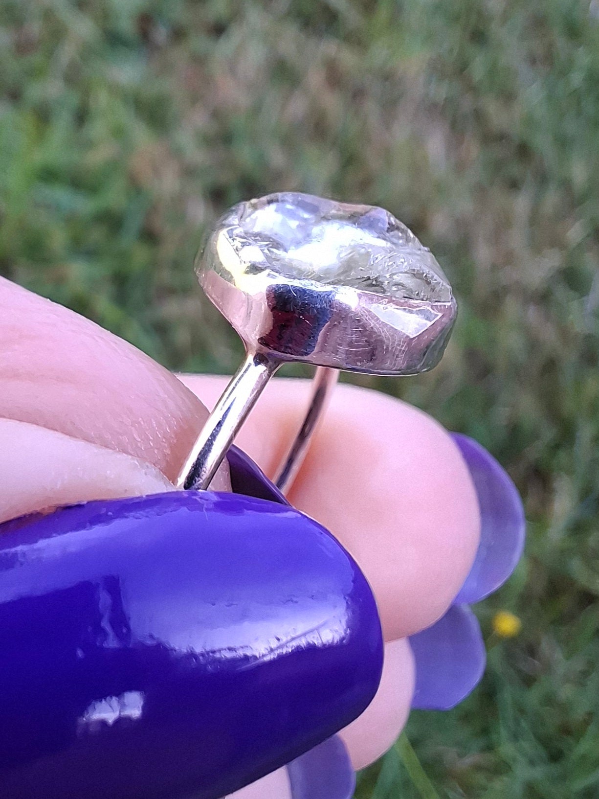 Libyan Desert Glass Ring, size large T, 925 Silver, Tektite (Ref: LR50)