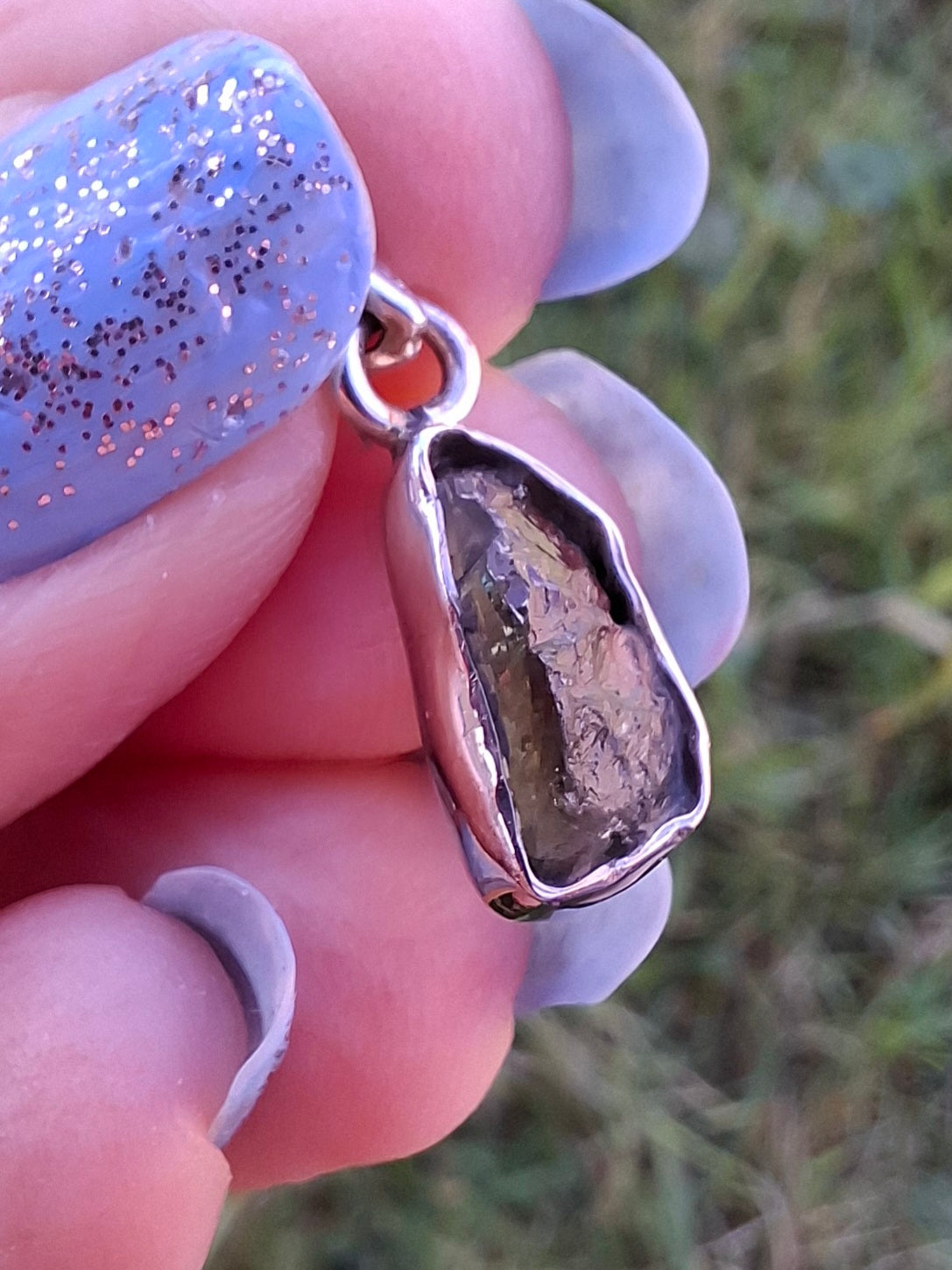 Moldavite Piece, 925 Silver, Tektite (Ref: P90)