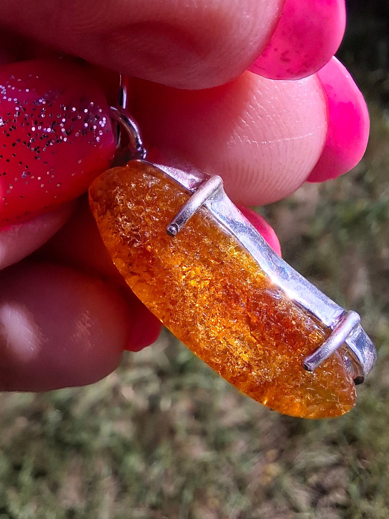 Baltic Amber Pendant, 925 Silver, Fossil (Ref: AP3)