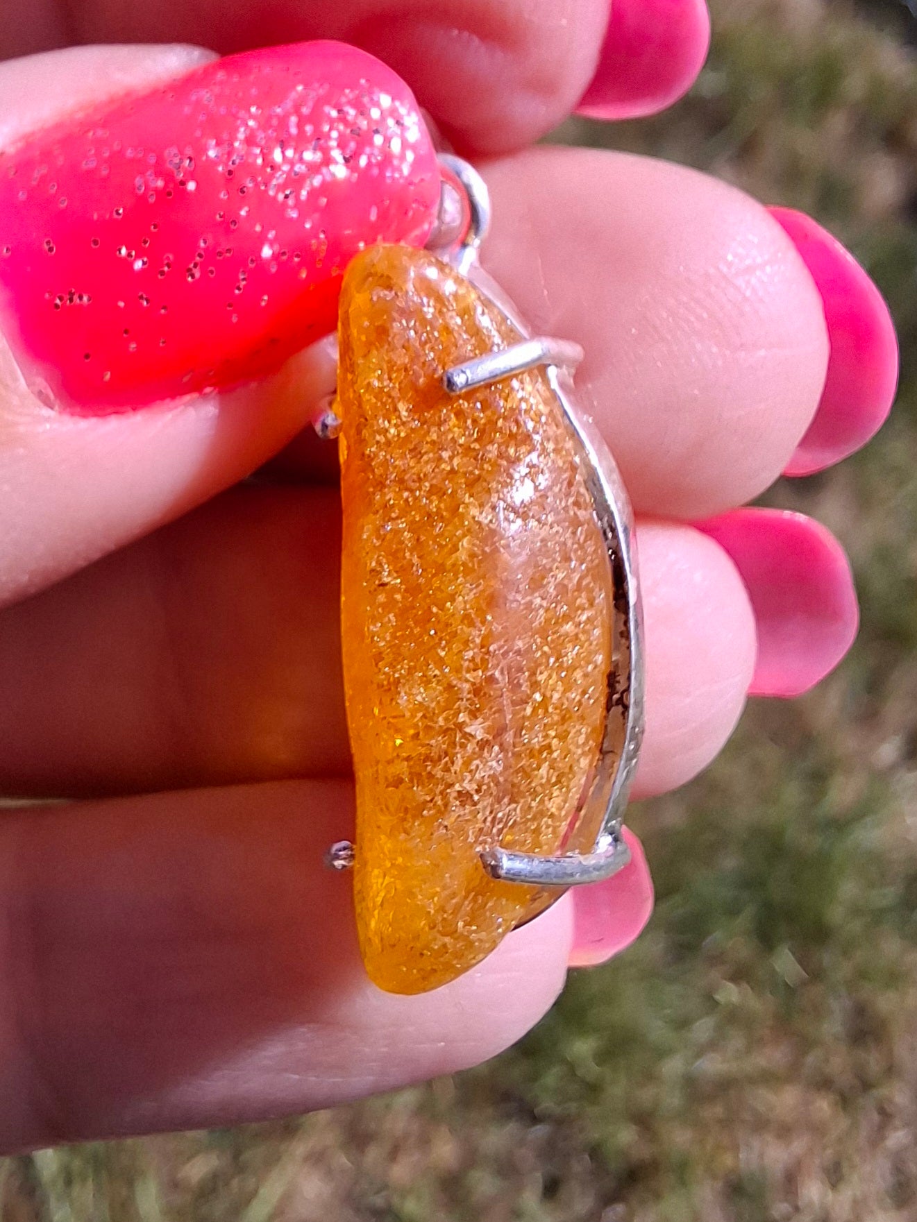 Baltic Amber Pendant, 925 Silver, Fossil (Ref: AP9)