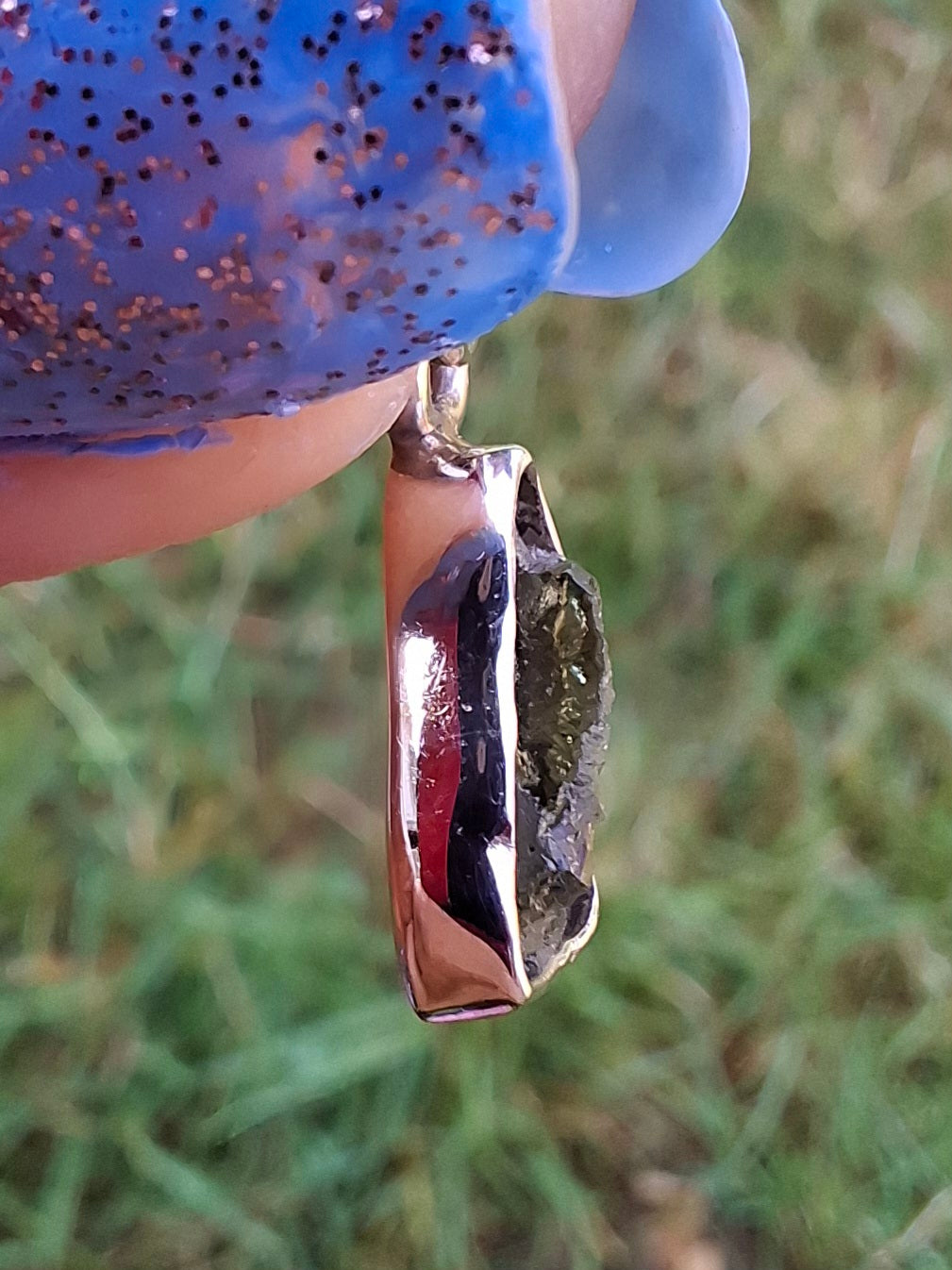 Moldavite Pendant, 925 Silver, Tektite (Ref: P46)