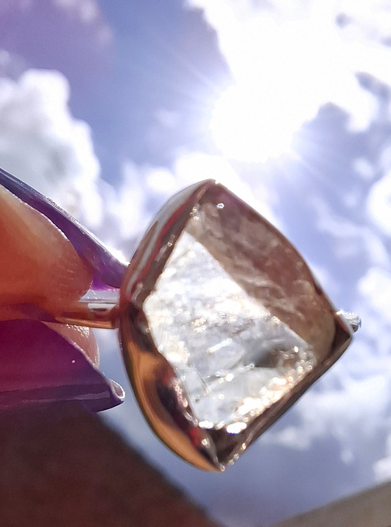 Libyan Desert Glass Ring, size T, 925 silver, Tektite (Ref: LR49)