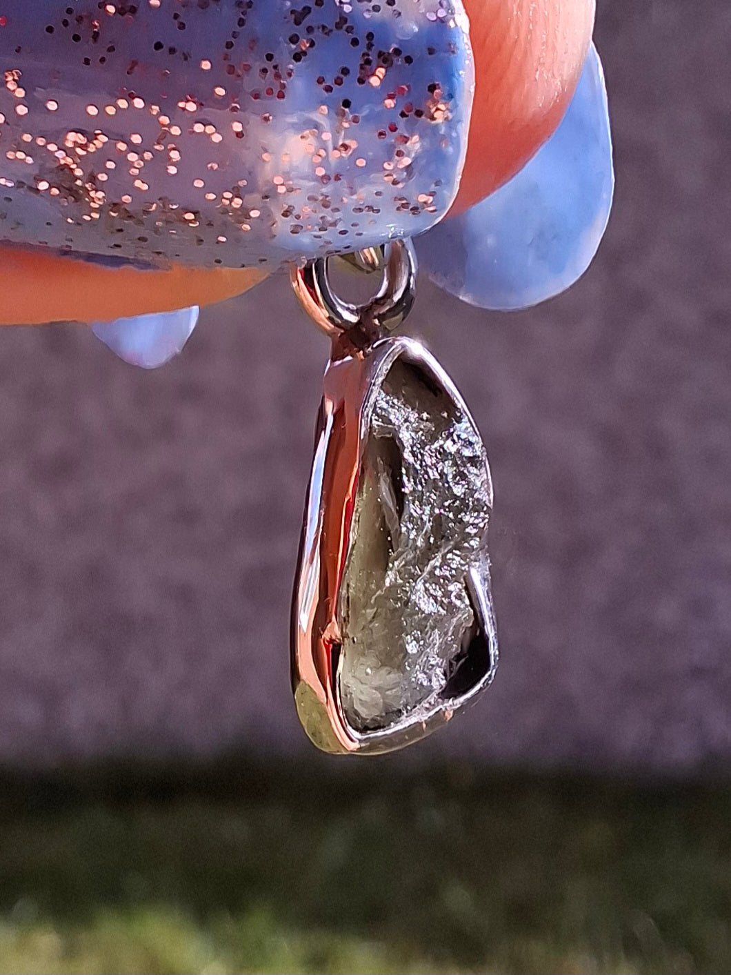 Moldavite Pendant, 925 Silver, Tektite (Ref: P46)