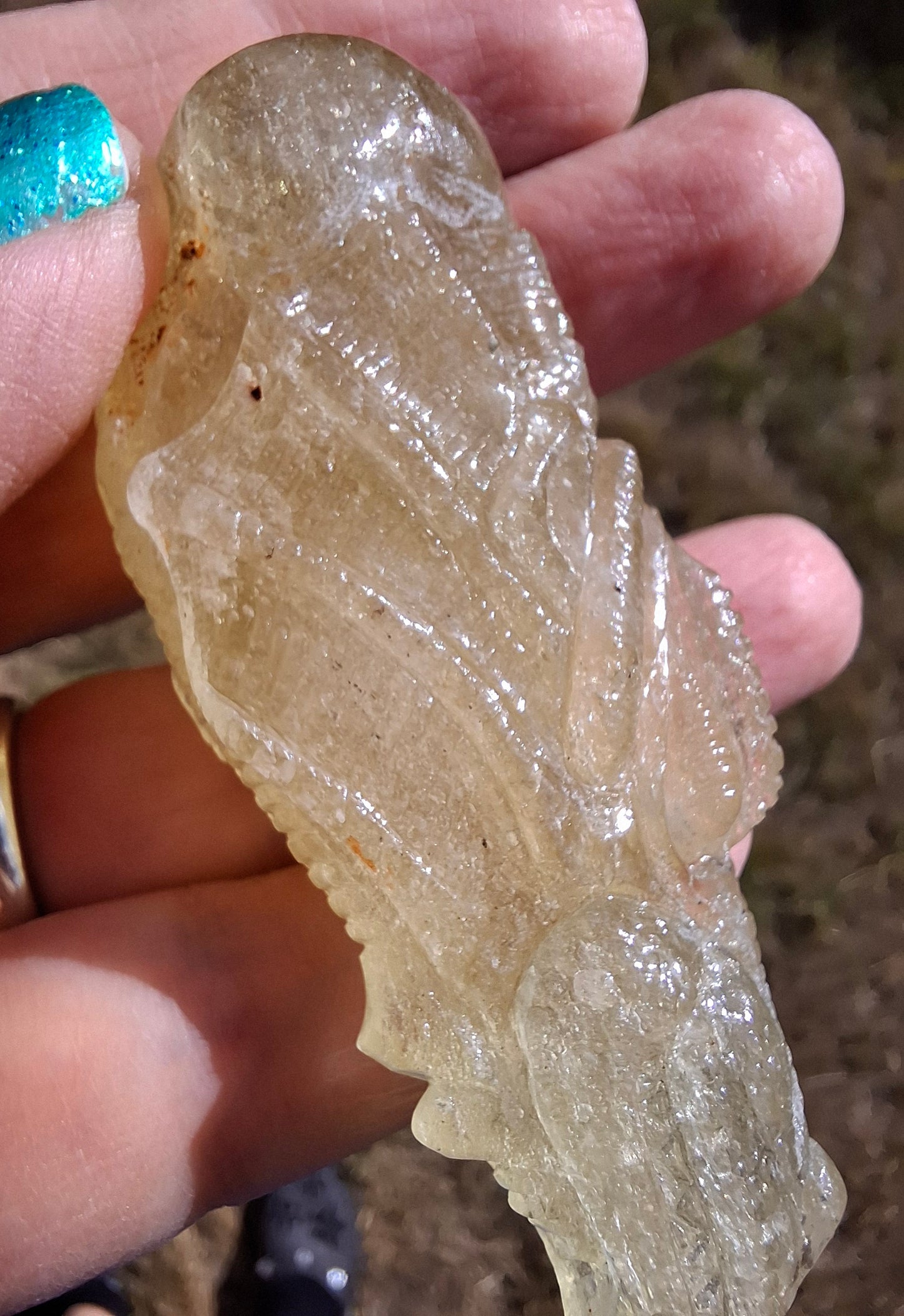Libyan Desert Glass DRAGON HEAD carving, 48.11g, Tektite (Ref: Dragon4)