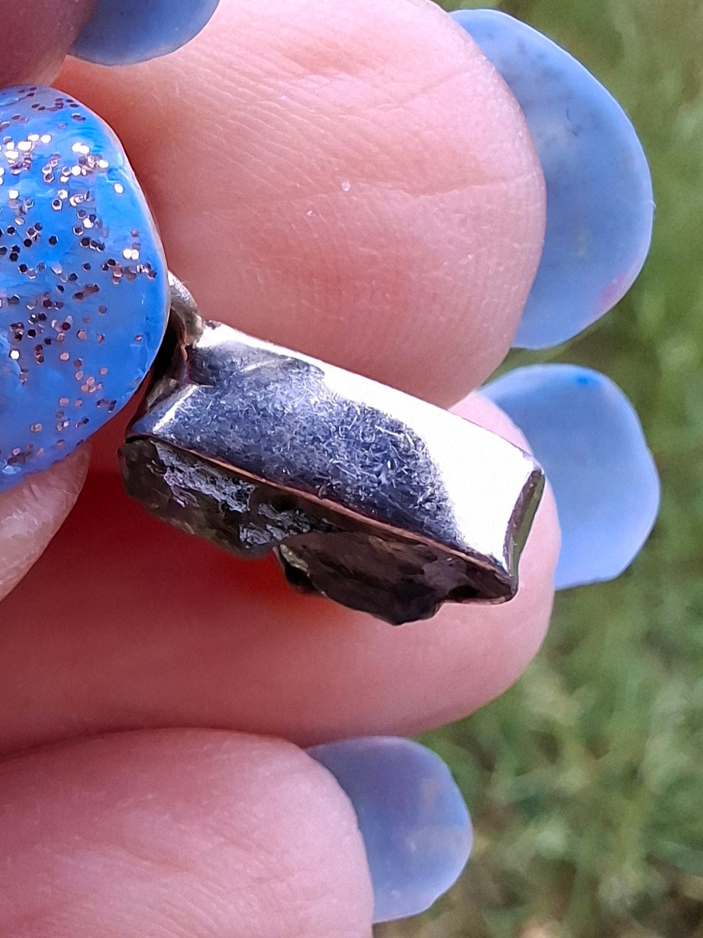 Moldavite Pendant, 925 Silver, Tektite (Ref: P74)