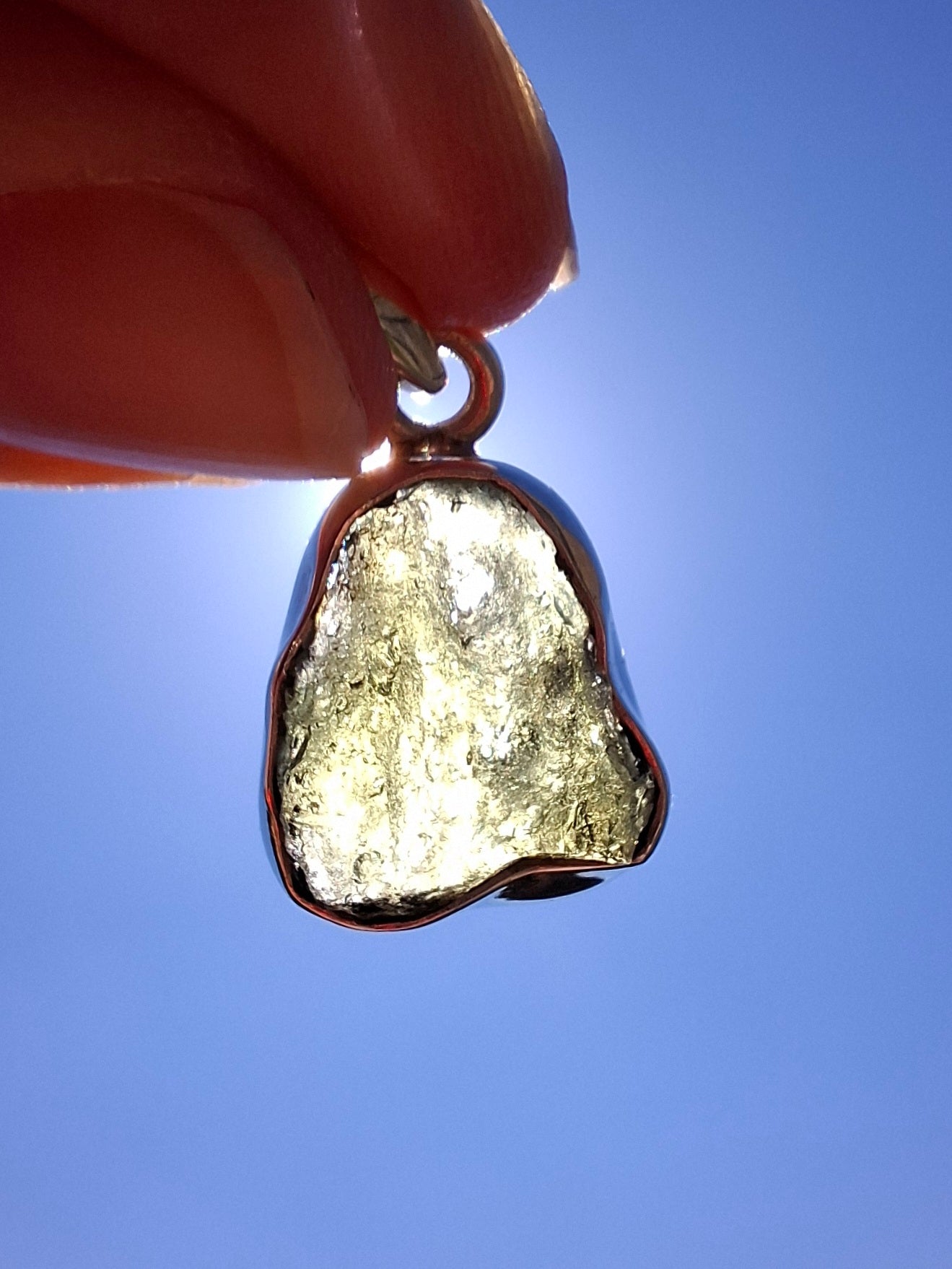 Moldavite Pendant, 925 Silver, Tektite (Ref: P440)