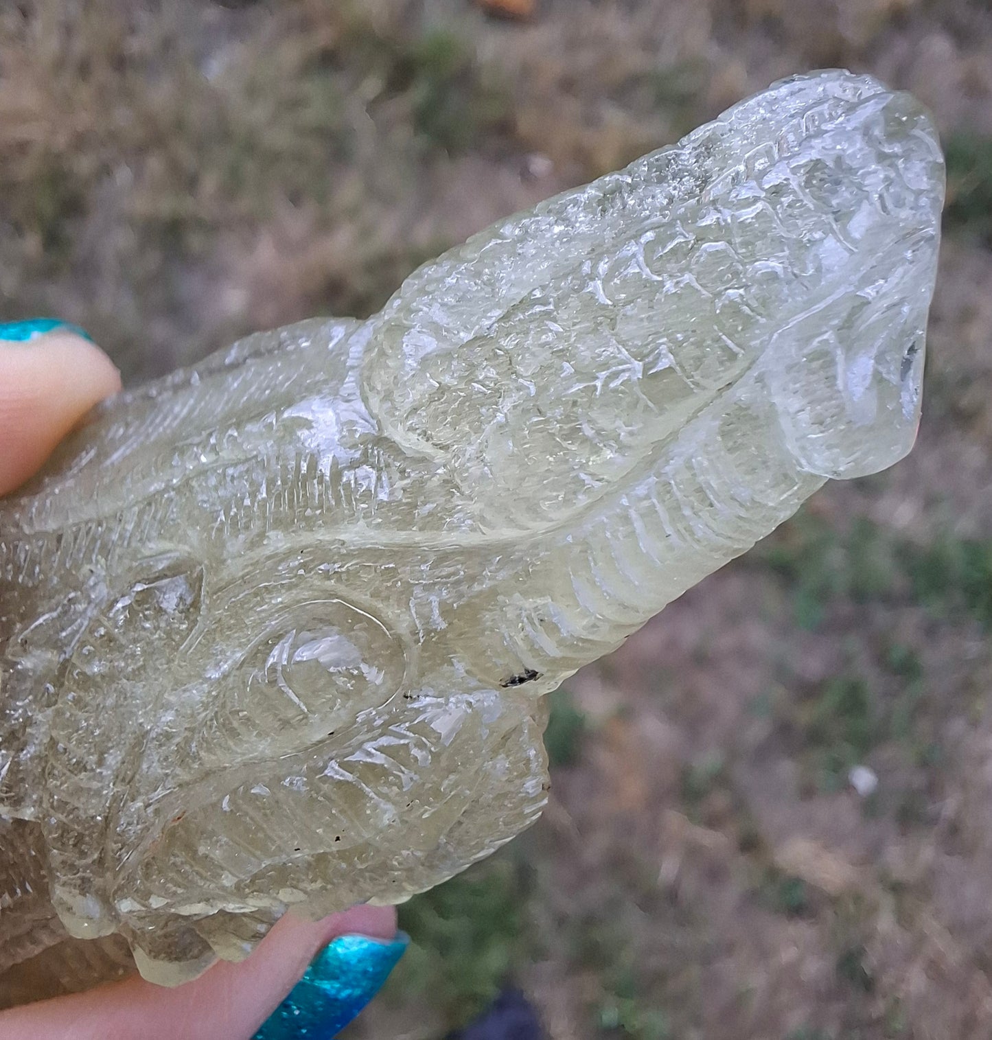 Libyan Desert Glass DRAGON HEAD carving, 48.11g, Tektite (Ref: Dragon4)
