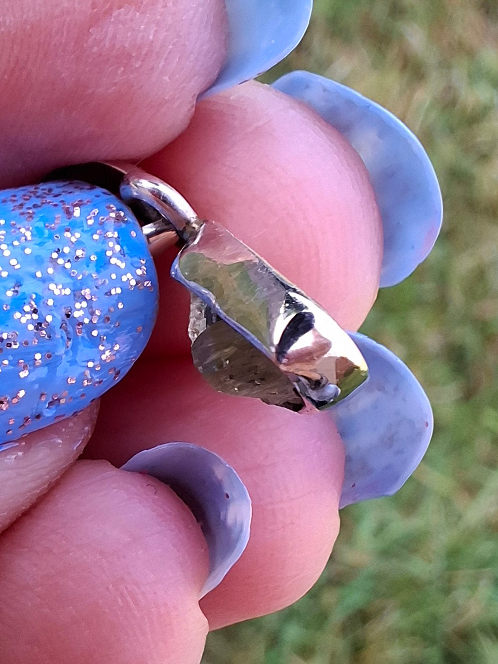 Moldavite Pendant, 925 Silver, Tektite (Ref: P38)