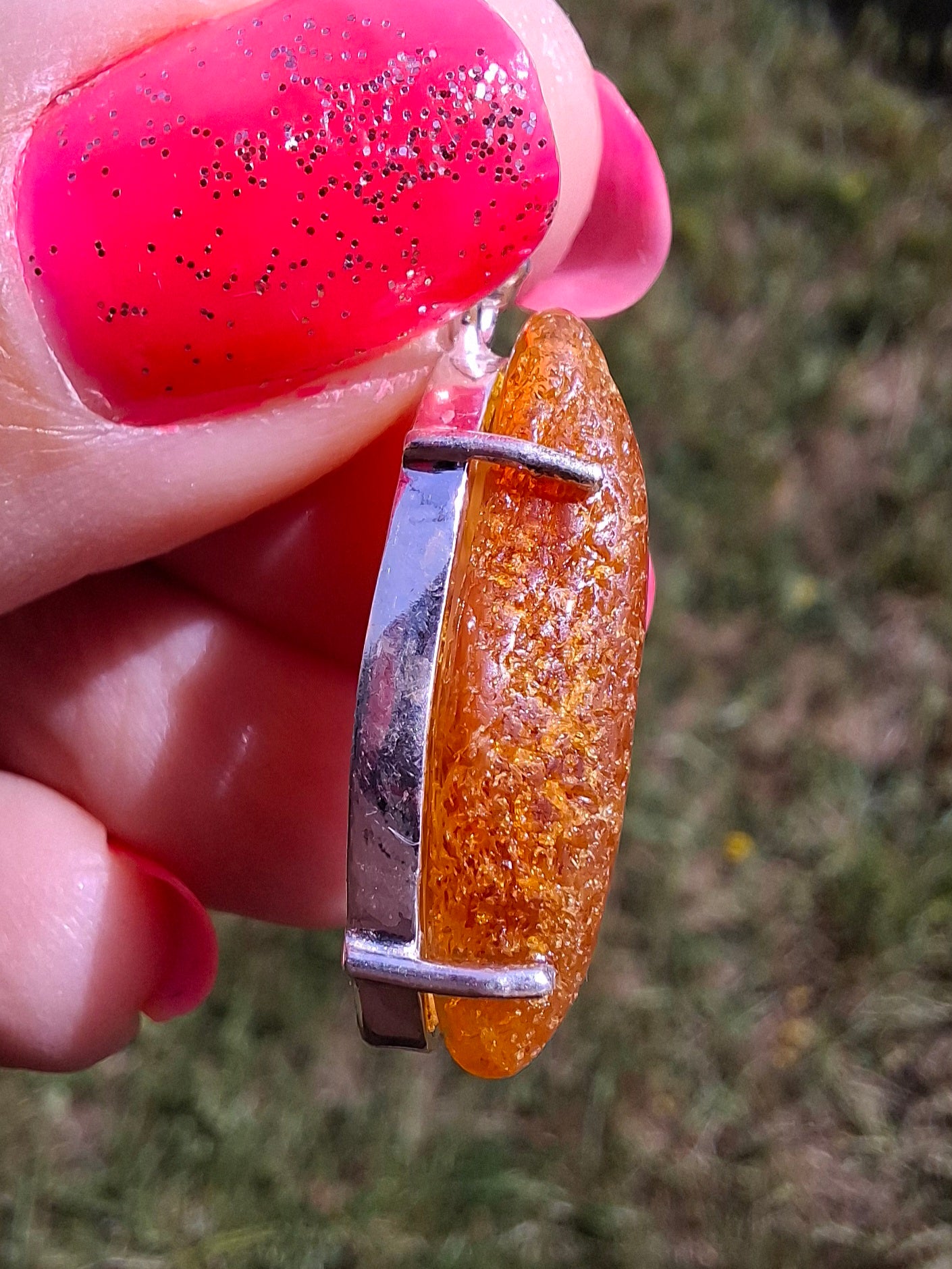 Baltic Amber Pendant, 925 Silver, Fossil (Ref: AP3)