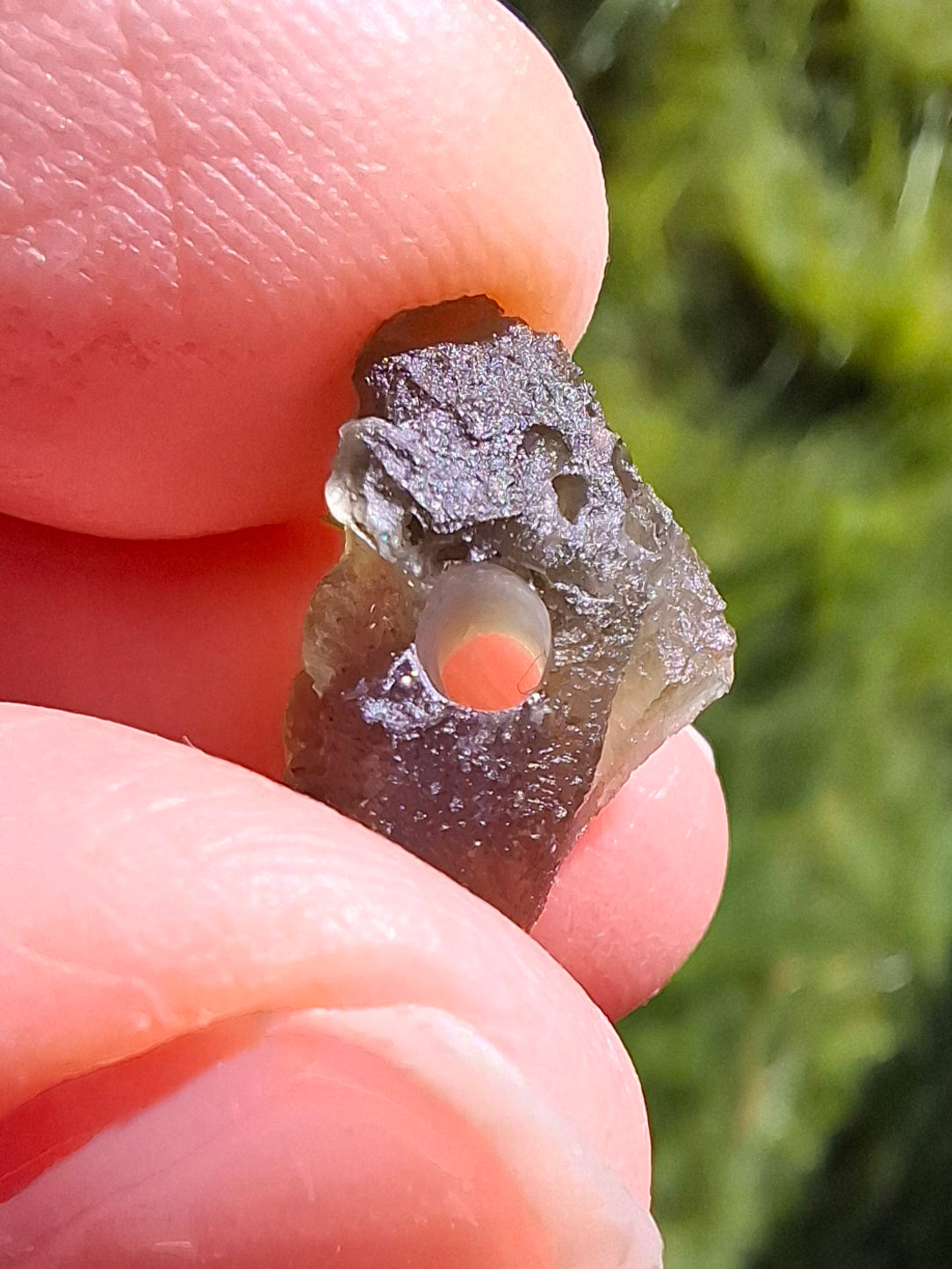 DRILLED, Moldavite Piece, 0.96g, Tektite (Ref: D27)