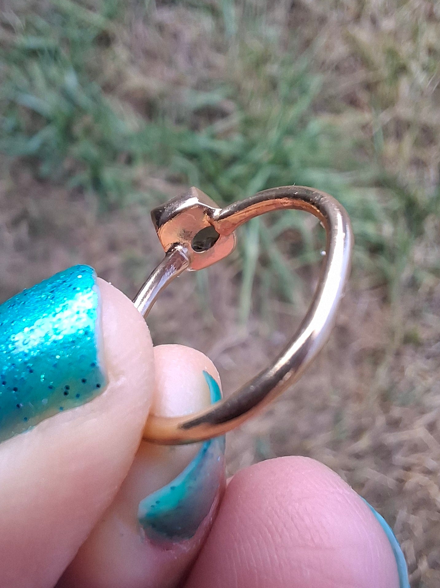 Moldavite Ring, 14K GOLD Plated, size small i, Tektite (Ref: R333)