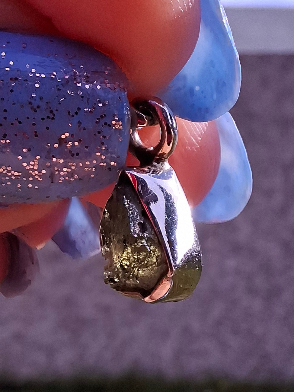 Moldavite Pendant, 925 Silver, Tektite (Ref: P62)