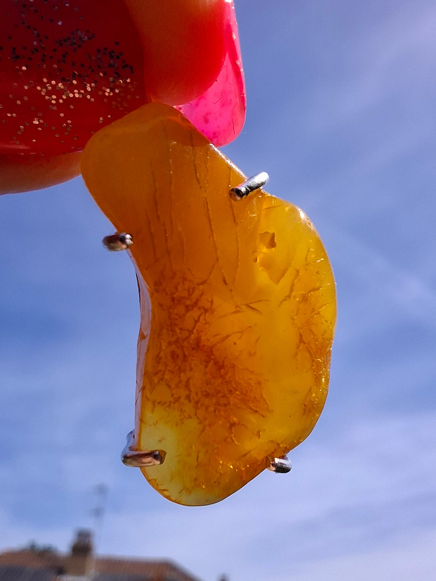 Baltic Amber Pendant, 925 Silver, Fossil (Ref: AP7)