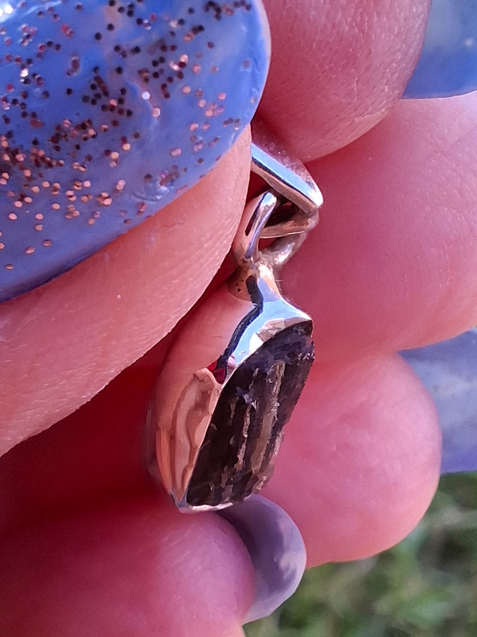 Moldavite Pendant, 925 Silver, Tektite (Ref: P91)