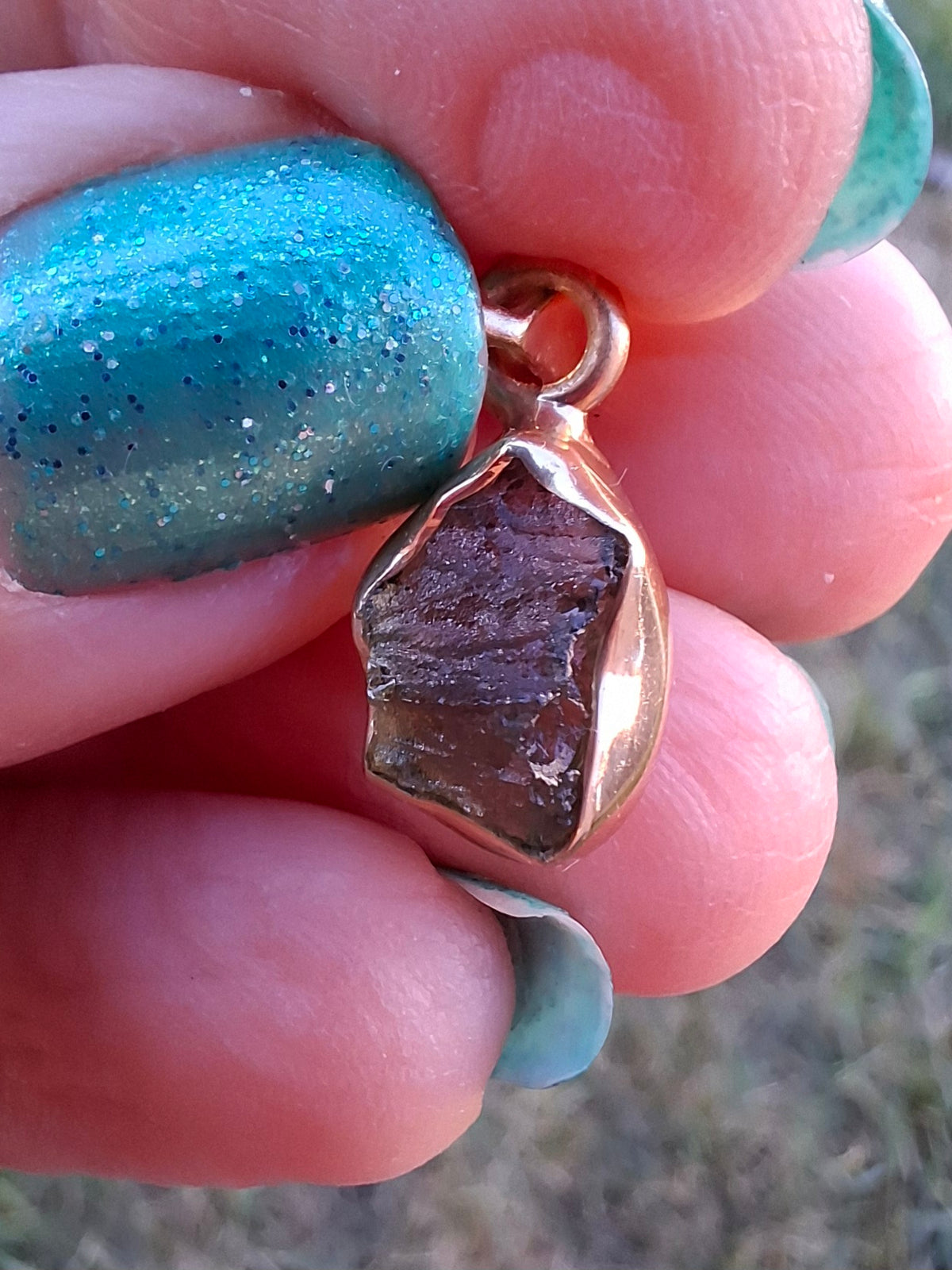 Moldavite Pendant, 14K GOLD Plated, Tektite (Ref: P447)