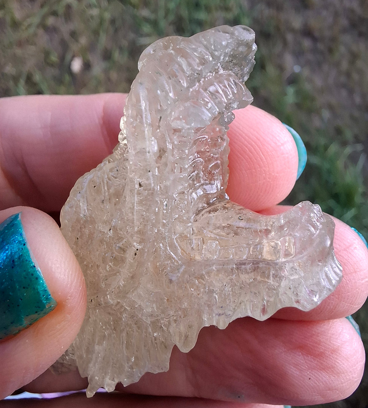 Libyan Desert Glass DRAGON HEAD carving, 22.42g, Tektite (Ref: Dragon 2)