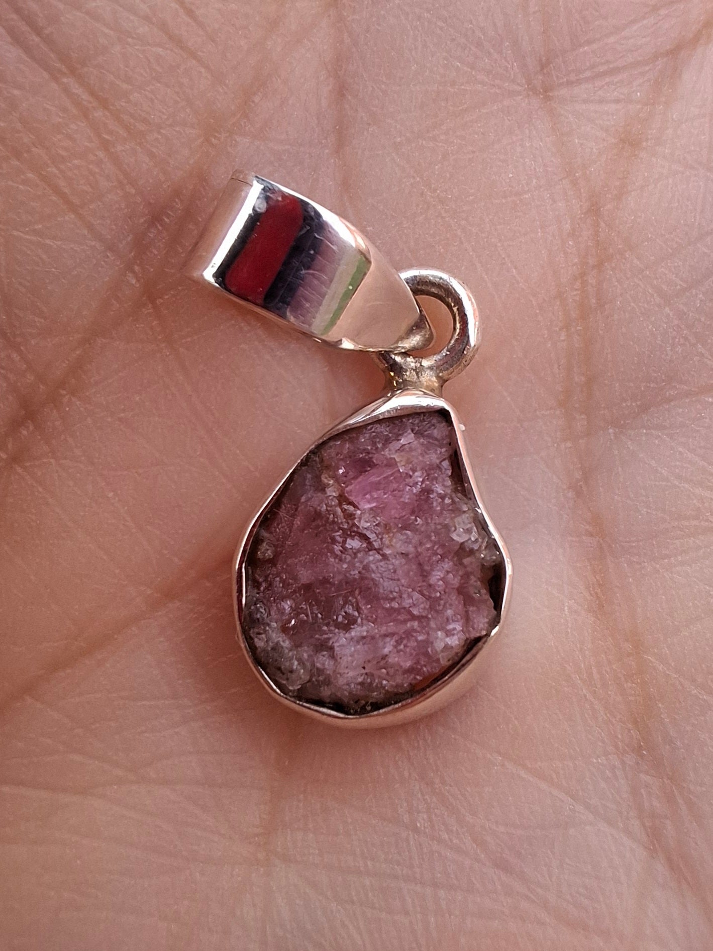 Pink Tourmaline Pendant, 925 Silver, Crystal (Ref: PT30)