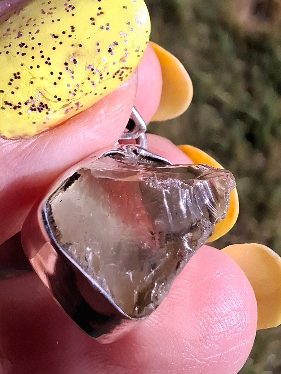 Libyan Desert Glass Pendant, 925 Silver, Tektite (Ref: LP113)