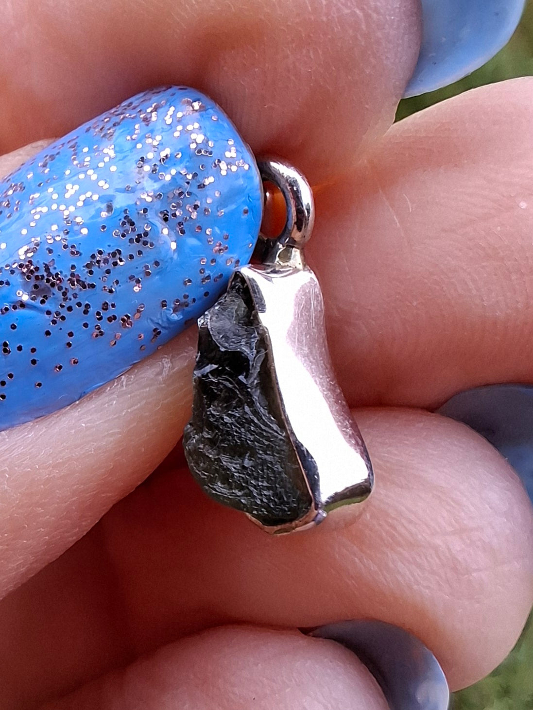 Moldavite Pendant, 925 Silver, Tektite (Ref: P67)