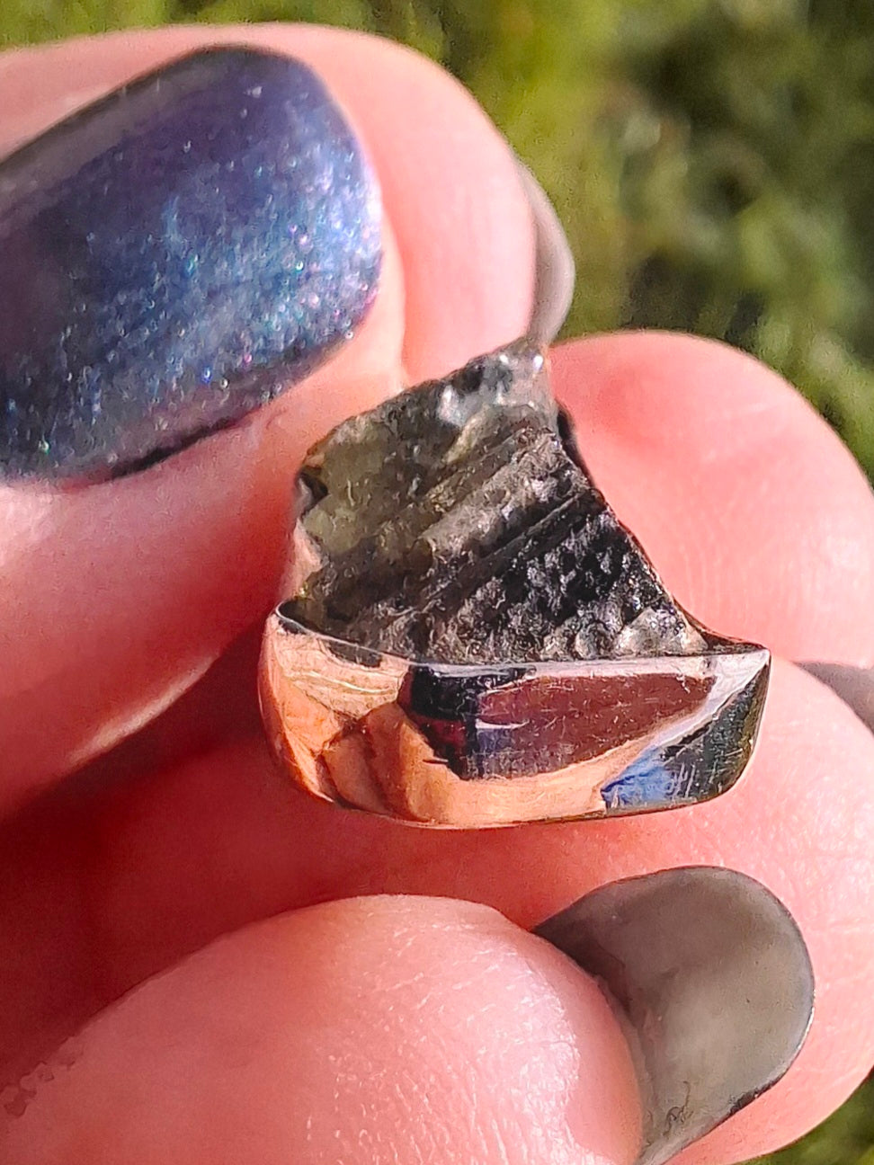 Moldavite Pendant, 925 silver, Tektite (Ref: P3)