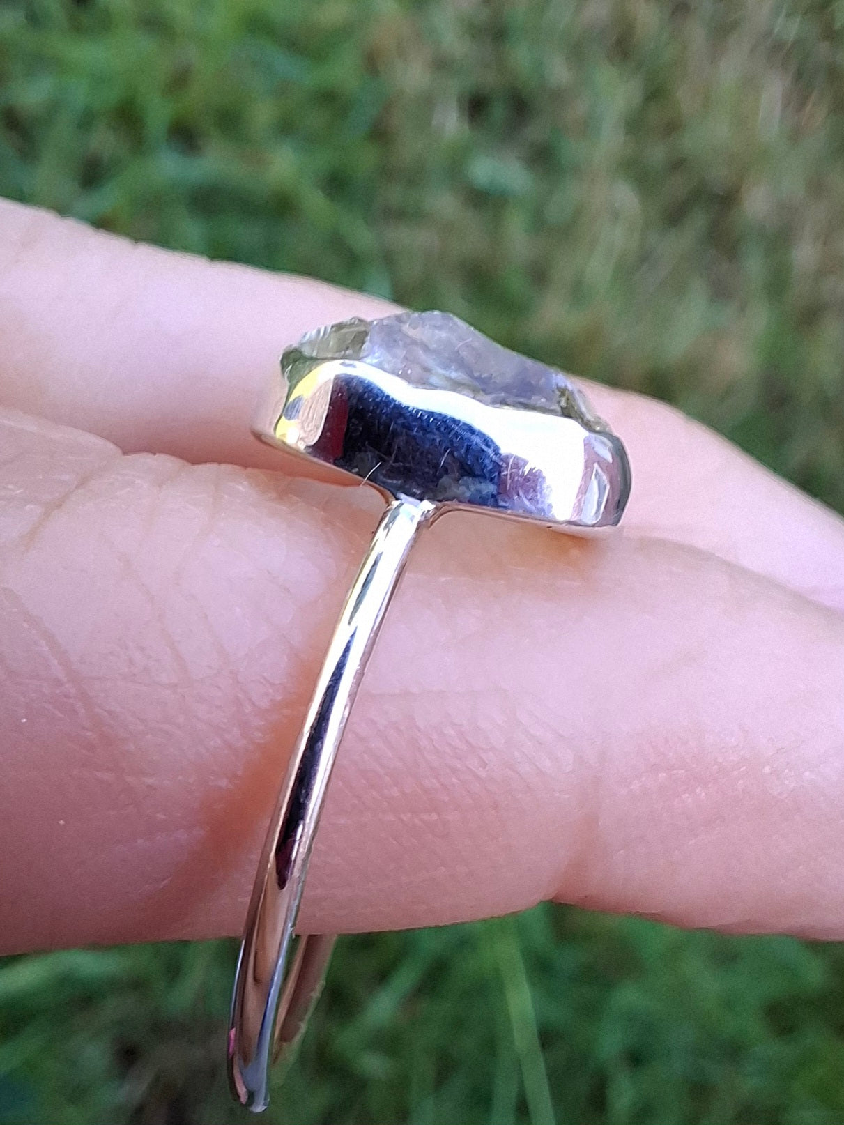 Libyan Desert Glass Ring, size large T, 925 Silver, Tektite (Ref: LR50)