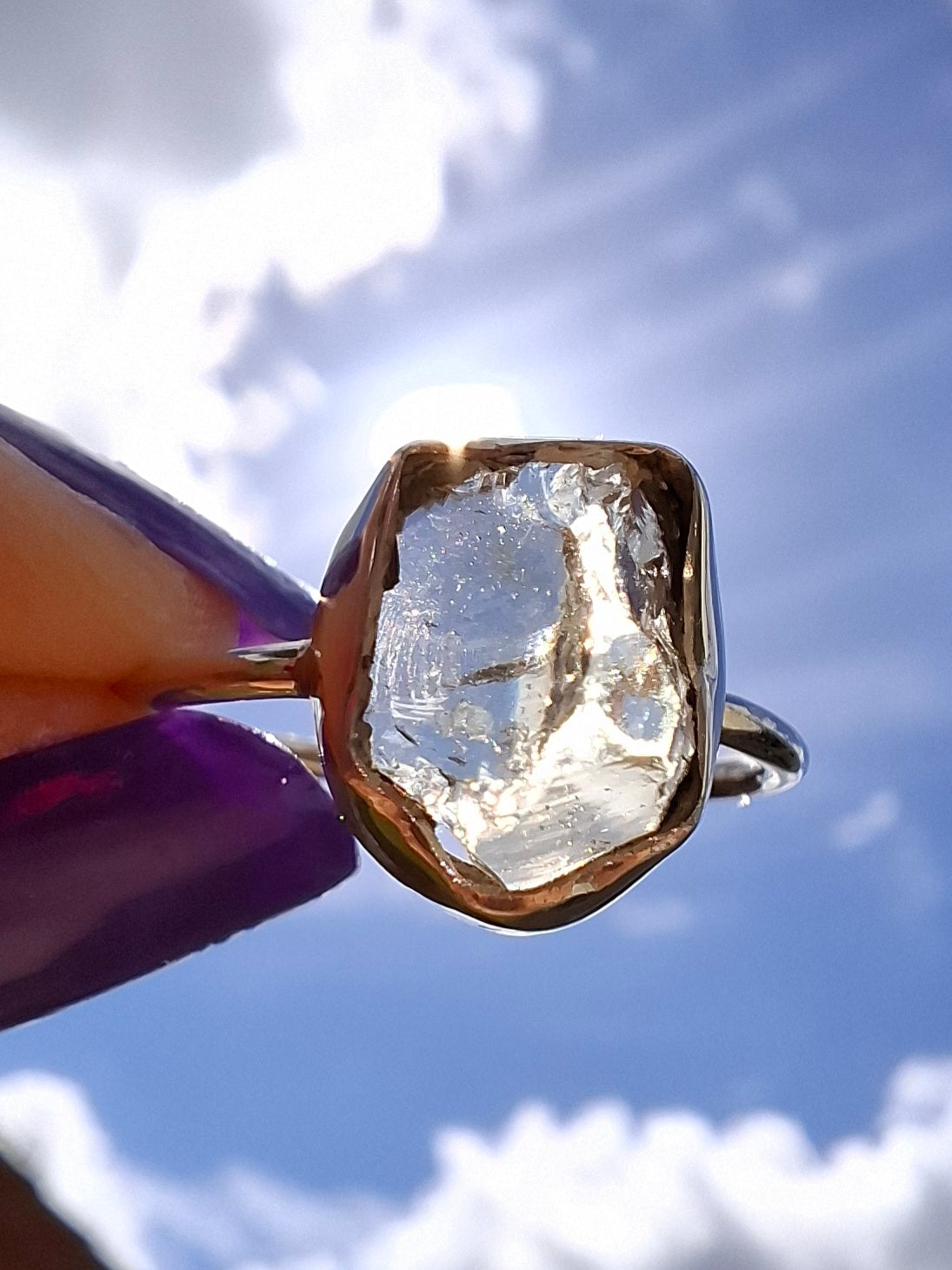 Libyan Desert Glass Ring, size large O, 925 Silver, Tektite (Ref: LR22)