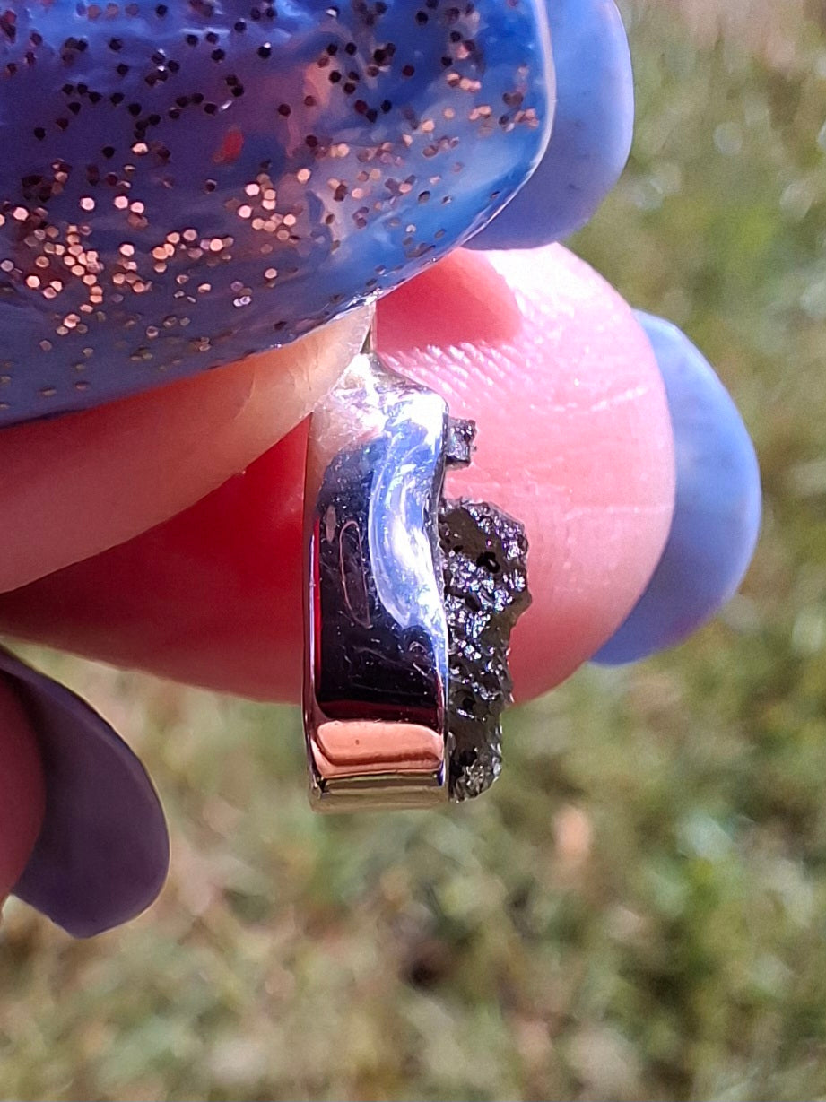 Moldavite Pendant, 925 Silver, Tektite (Ref: P89)