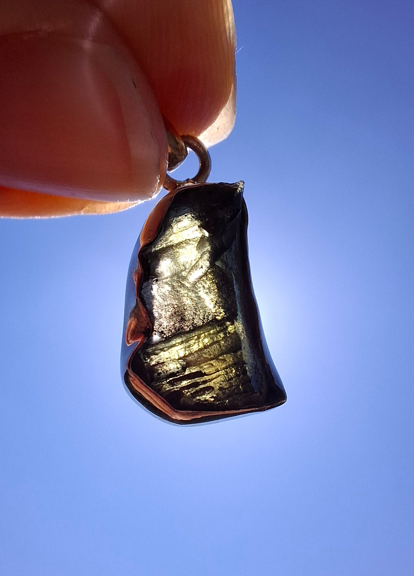 Moldavite Pendant, 925 silver, Tektite (Ref: P3)