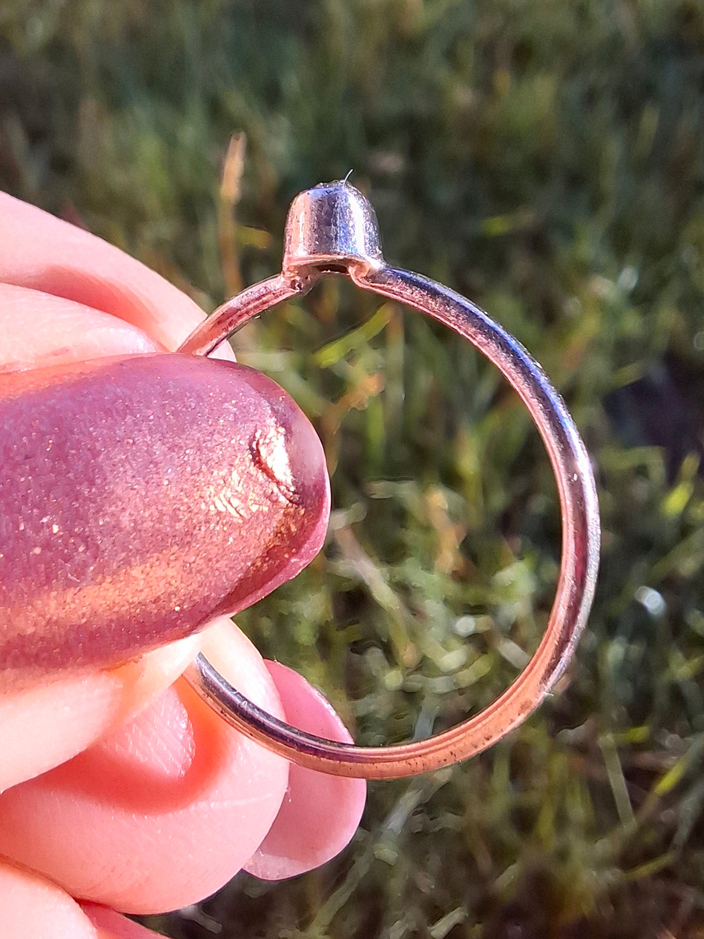 Moldavite Ring, size small P, 925 Silver, Tektite (Ref: R42)