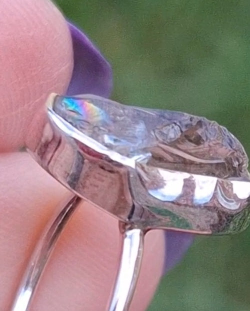 Libyan Desert Glass Ring, size K, 925 Silver, Tektite 🌈 (Ref: LR12)