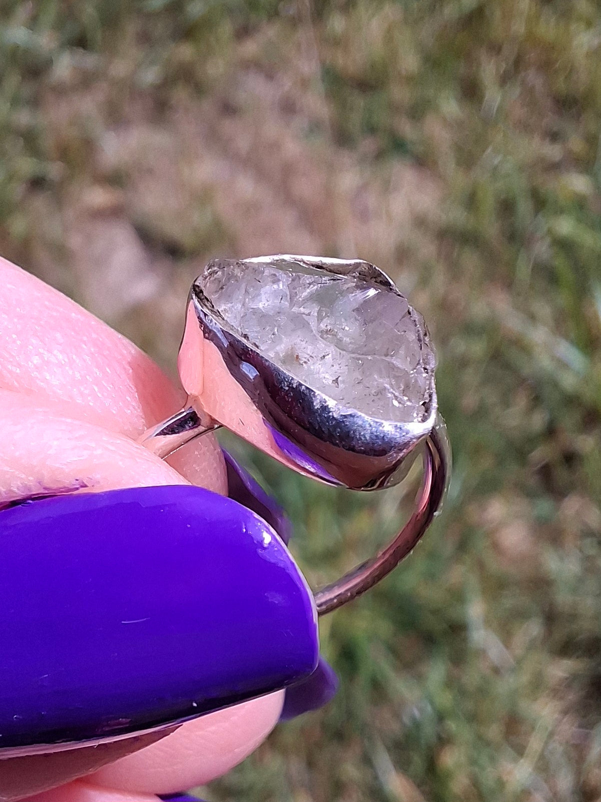 Libyan Desert Glass Ring, size large G, 925 Silver, Tektite (Ref: LR3)