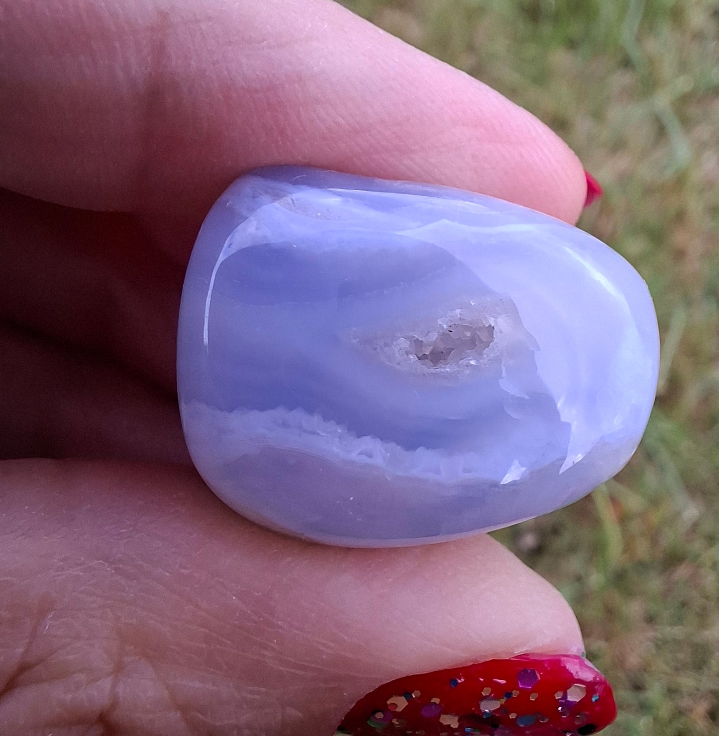 Blue Lace Agate, Tumble Stone, Crystal (Ref: T144)