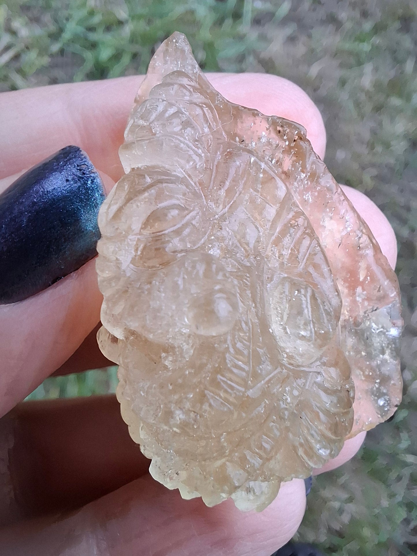 Libyan Desert Glass GANESHA carving, 18.39g, Tektite (Ref: Ganesha3)
