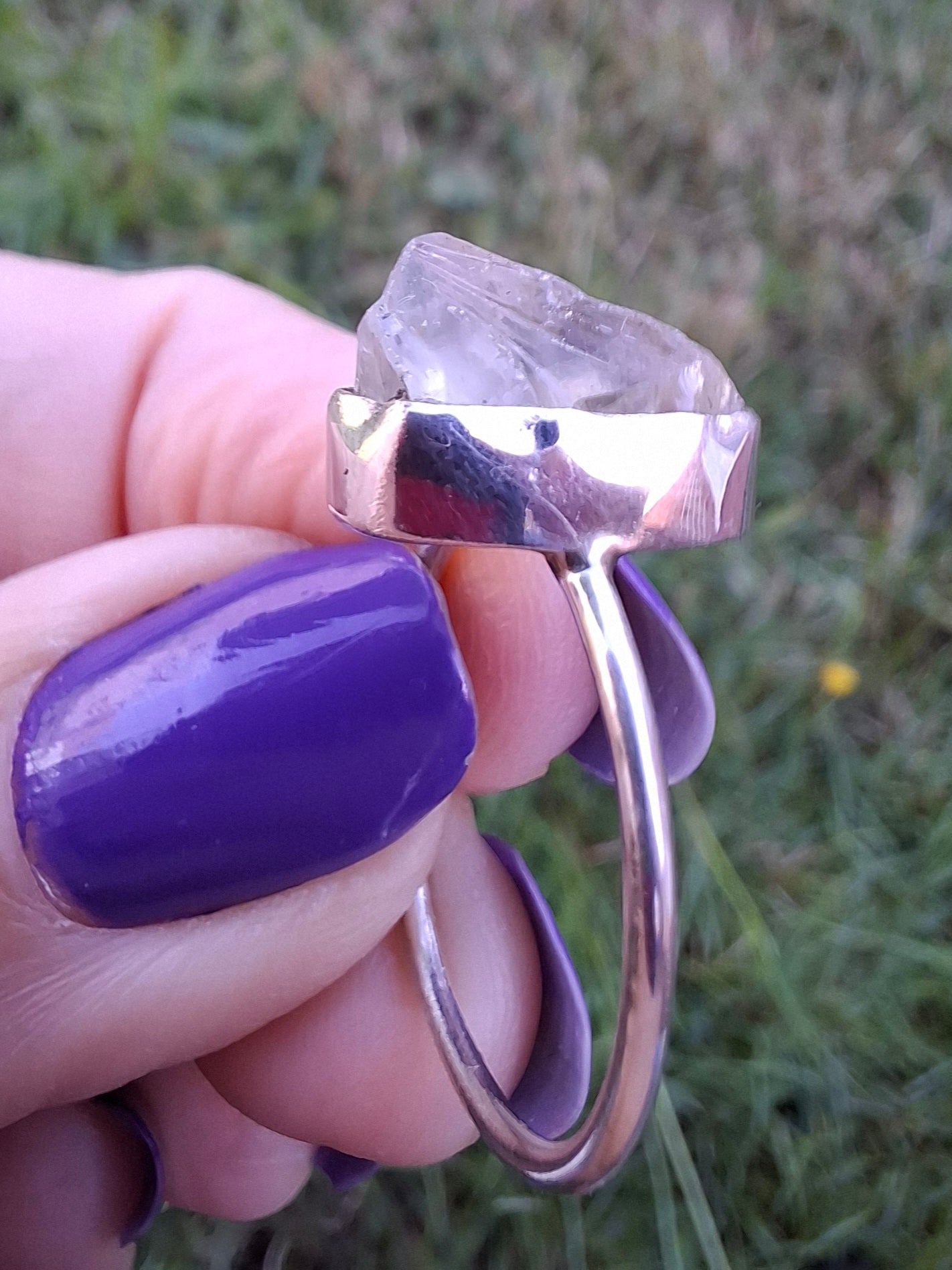 Libyan Desert Glass Ring, size small S, 925 Silver, Tektite (Ref: LR44)