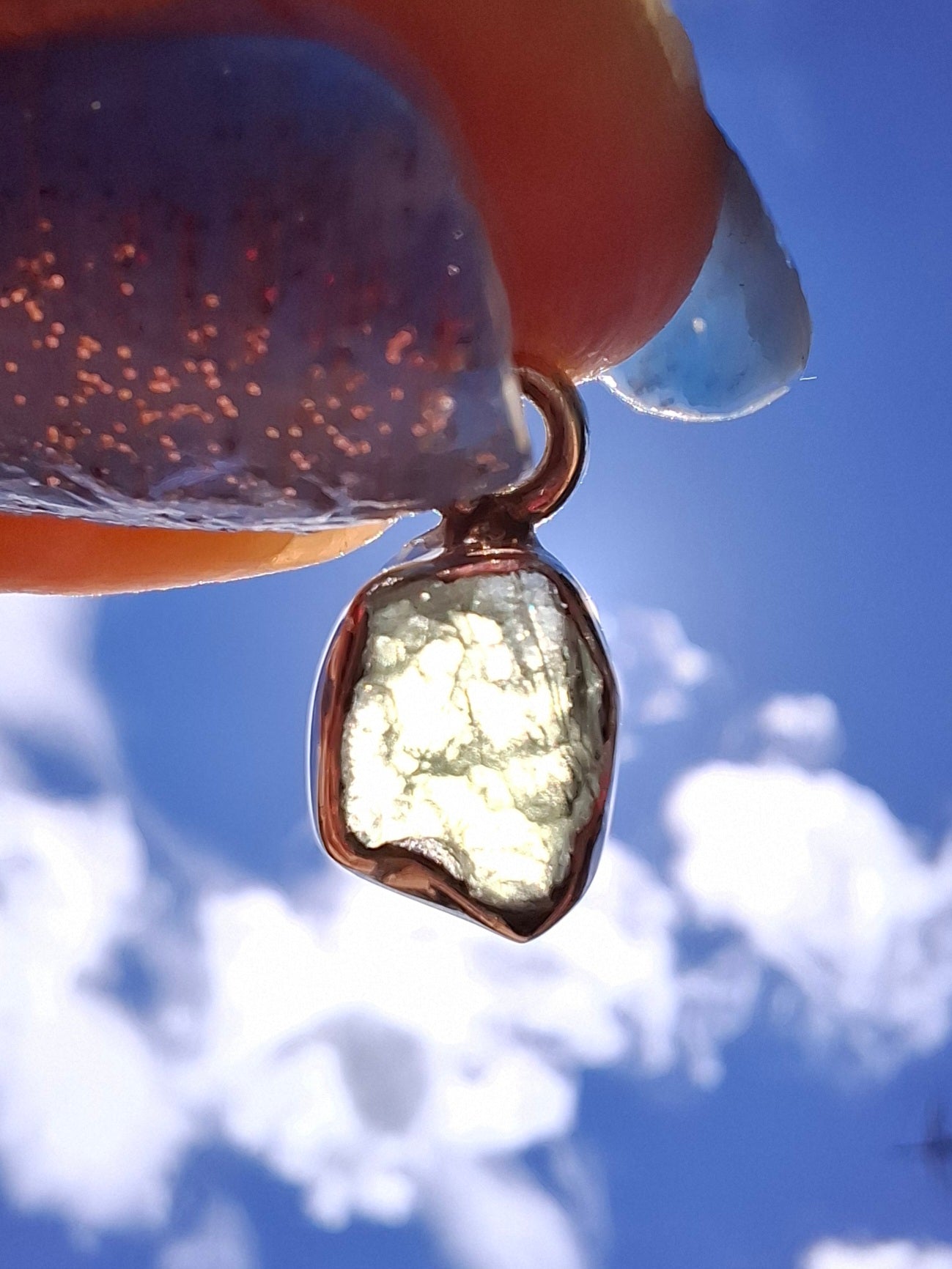 Moldavite Pendant, 925 Silver, Tektite (Ref: P86)