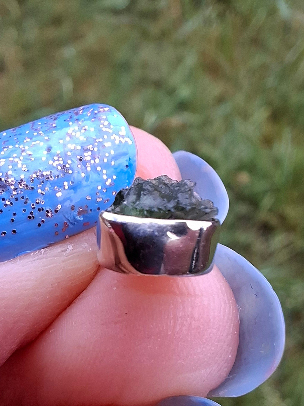 Moldavite Pendant, 925 Silver, Tektite (Ref: P66)