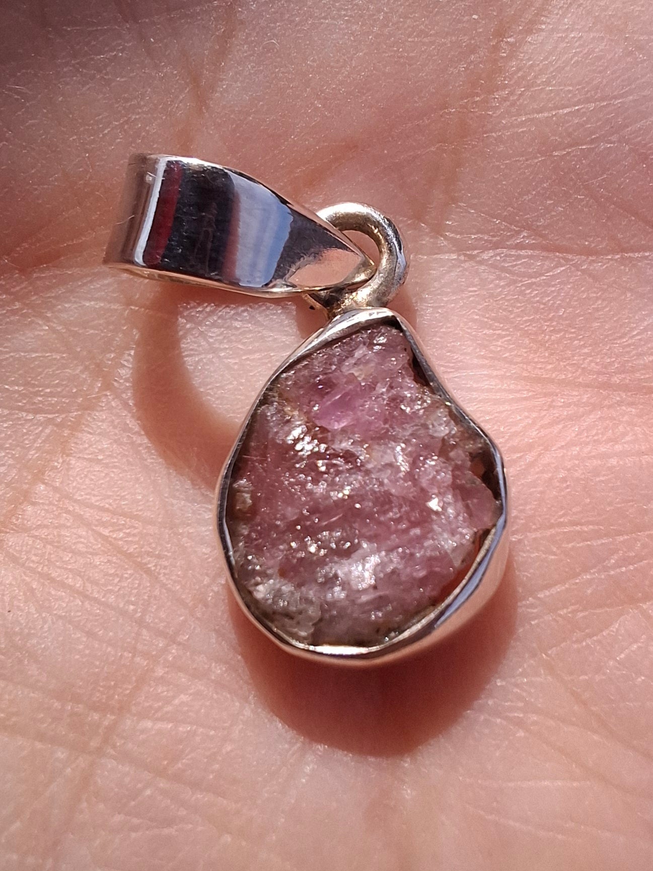 Pink Tourmaline Pendant, 925 Silver, Crystal (Ref: PT30)