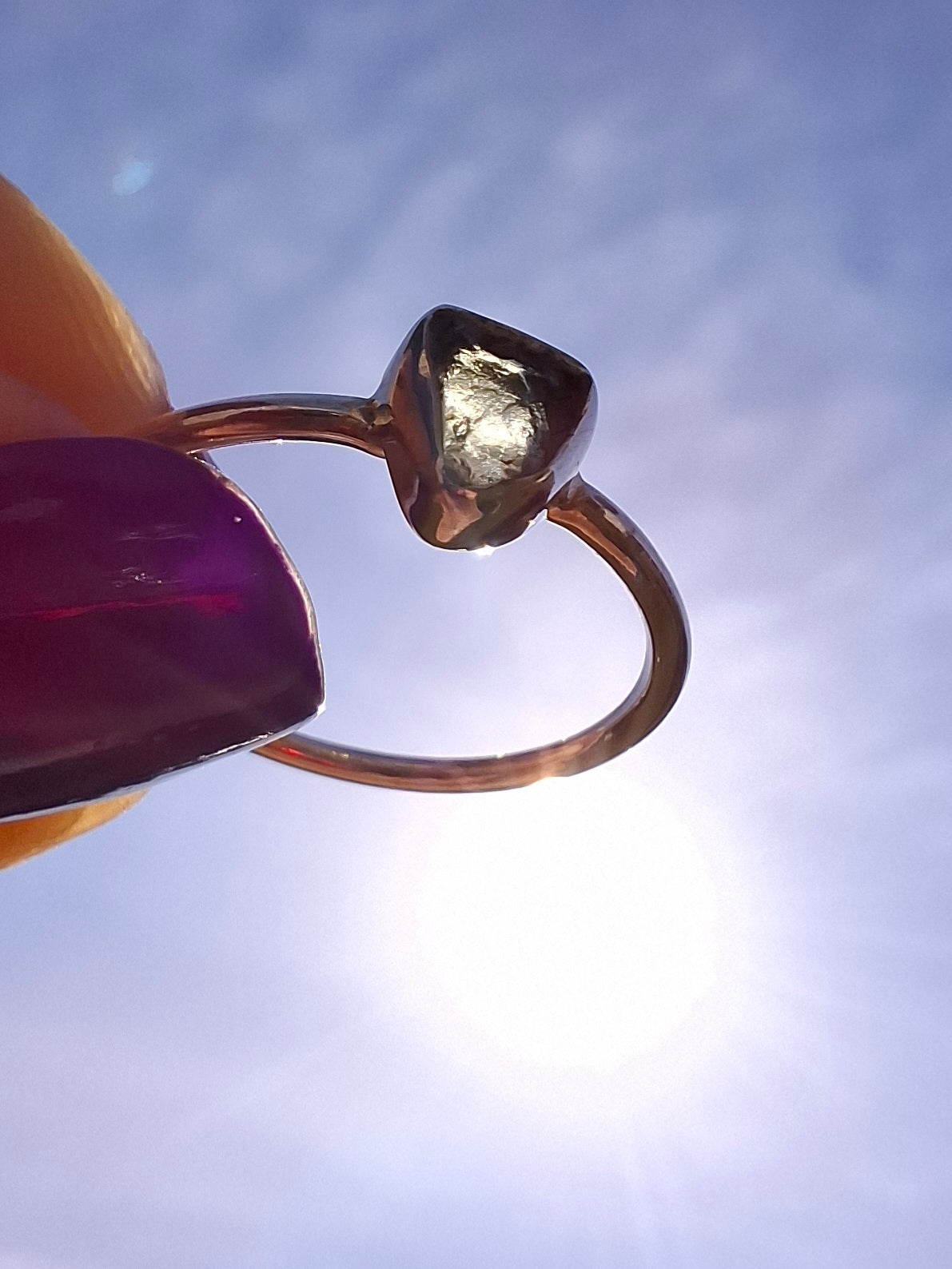 Moldavite Ring, size large L/small M, 925 Silver, Tektite (Ref: R50)