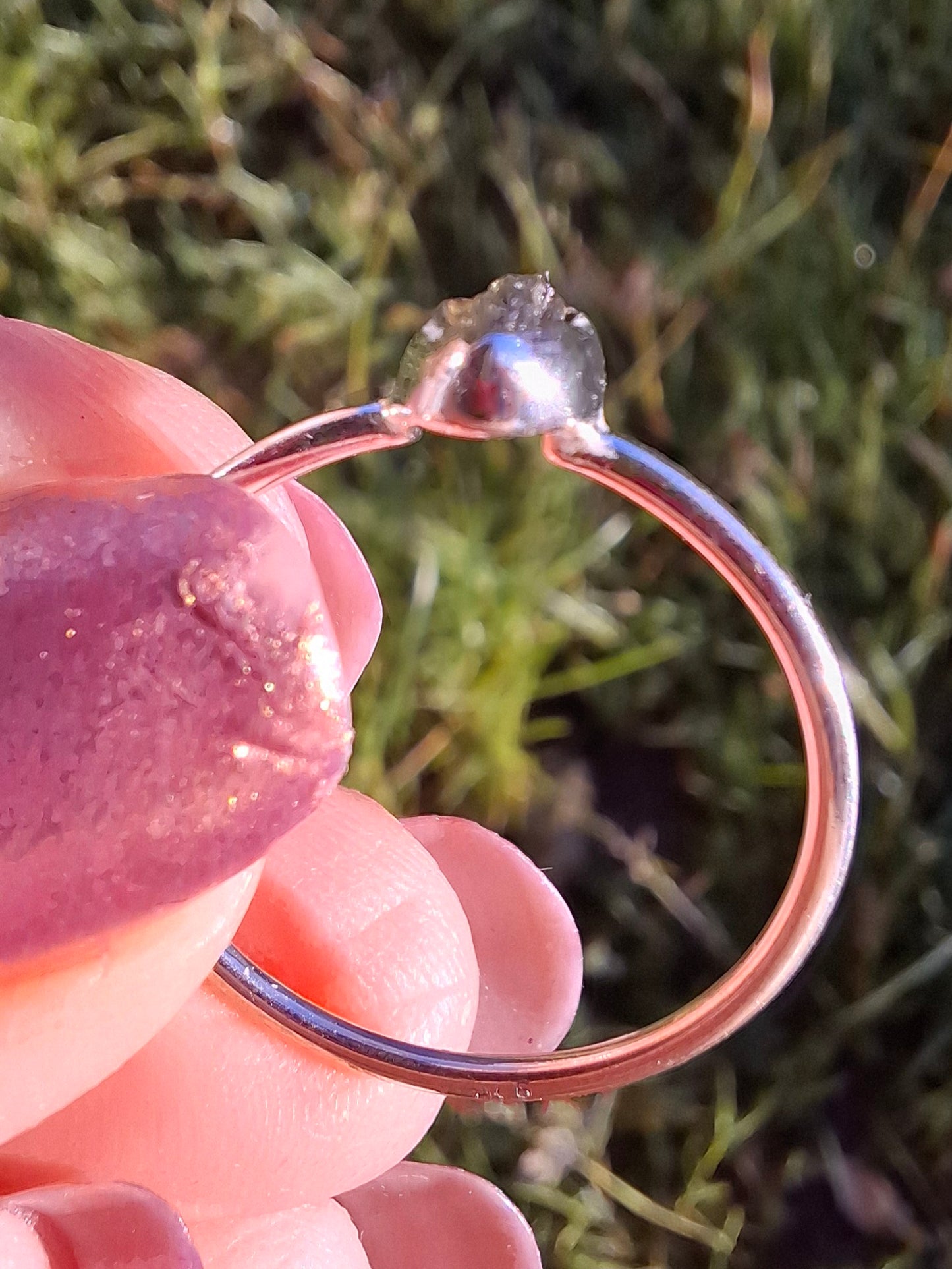 Moldavite Ring, size large R/small S, 925 Silver, Tektite (Ref: R54)